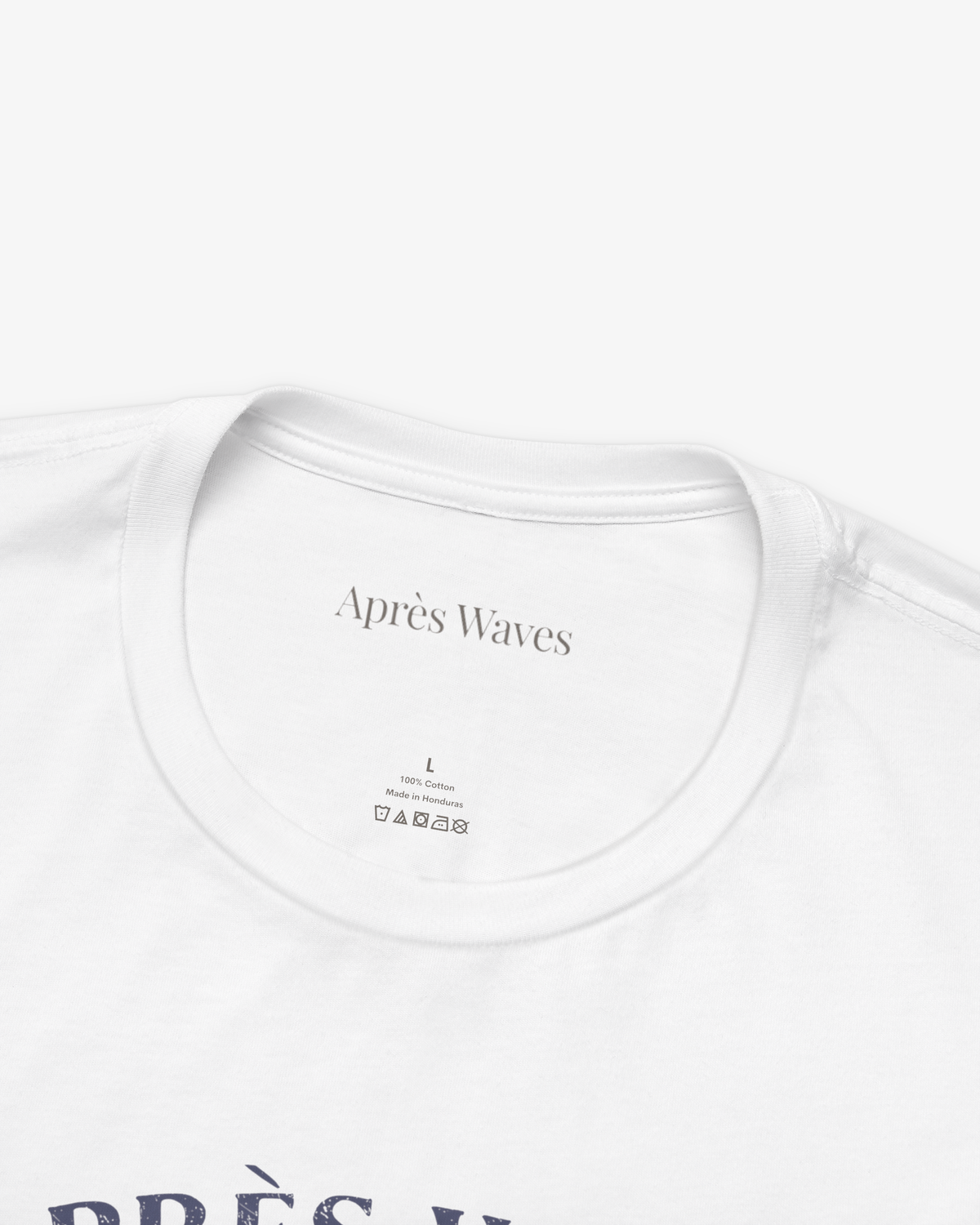 Real Leather White tee collar detail - Après Waves