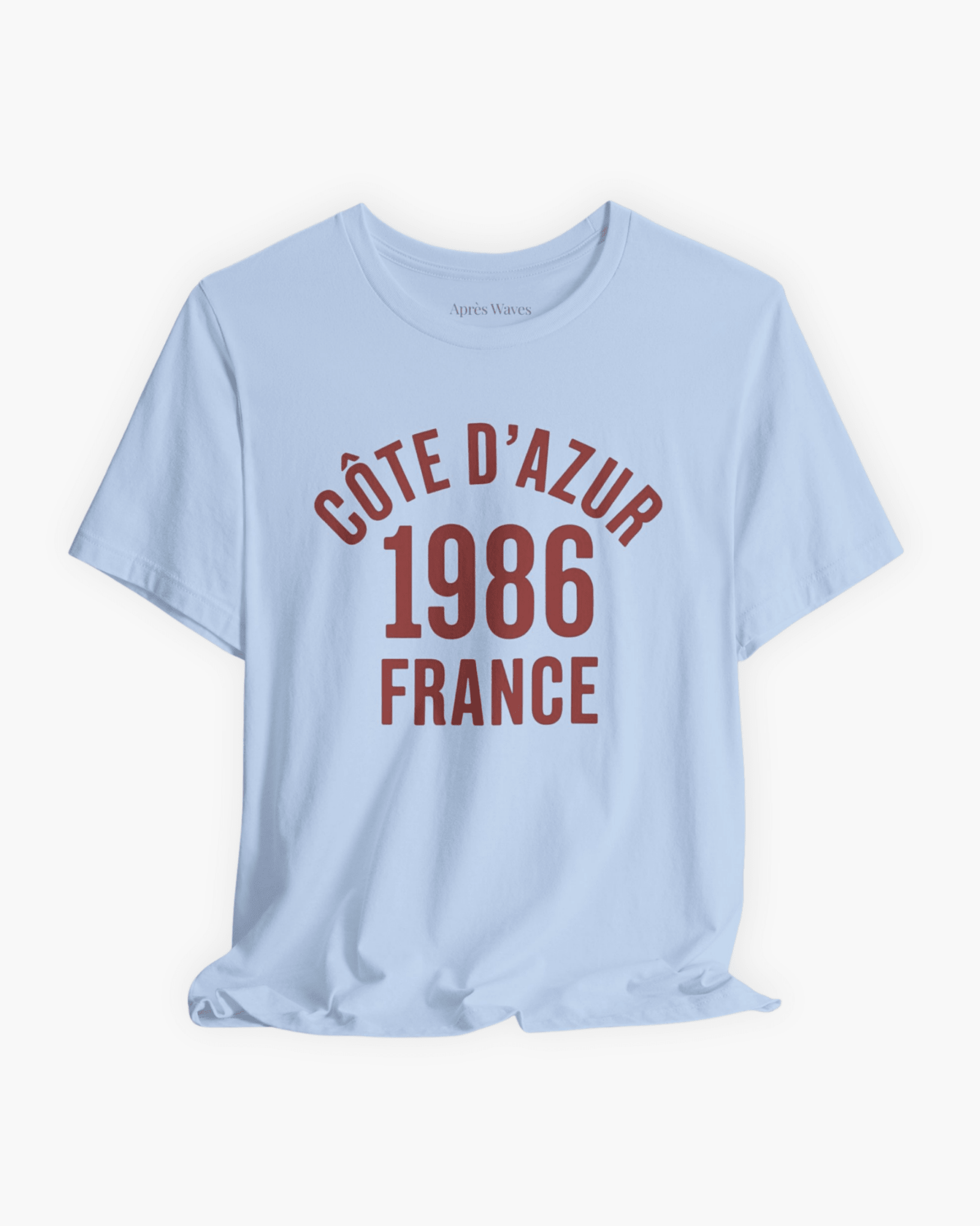 Varsity 1986 Sky Blue S graphic t-shirt - Après Waves