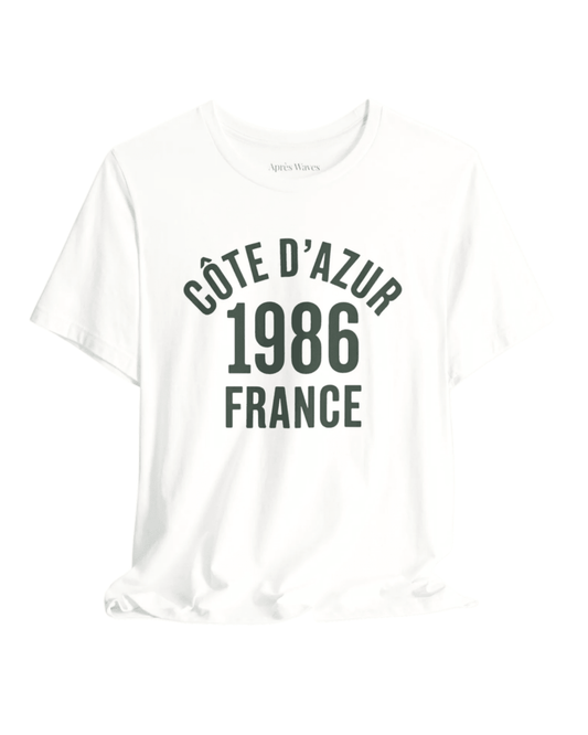 Varsity 1986 White S graphic t-shirt - Après Waves