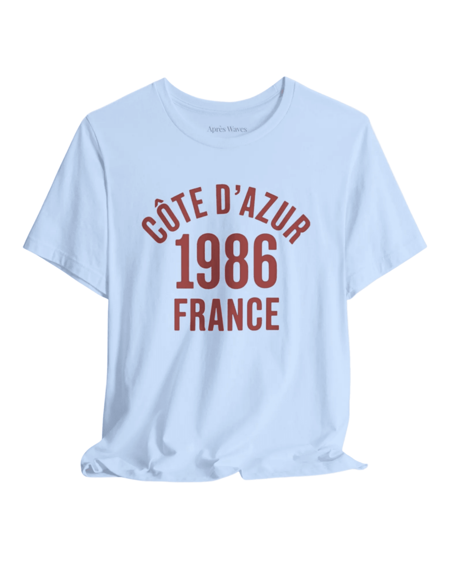 Varsity 1986 Sky Blue S graphic t-shirt - Après Waves