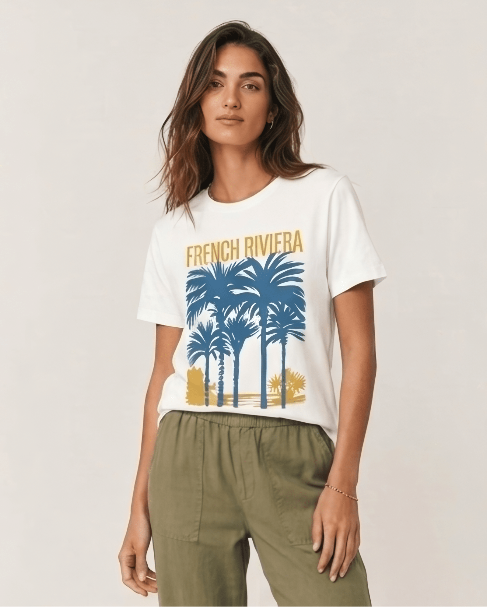 Riviera Palms White S graphic t-shirt - Après Waves