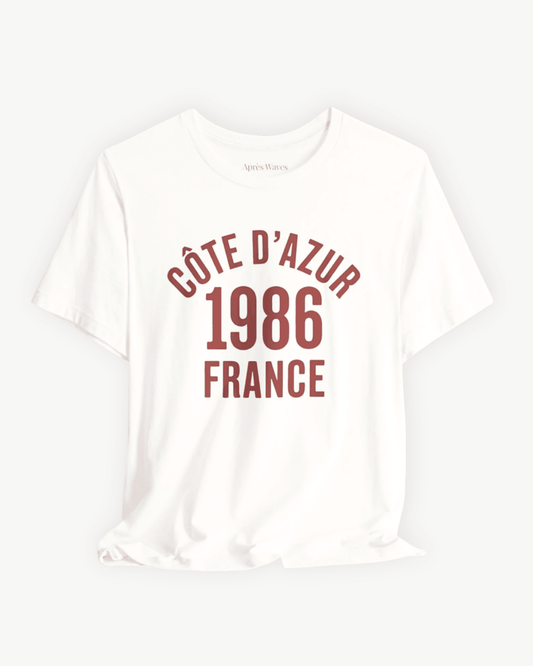 Varsity 1986 White S graphic t-shirt - Après Waves