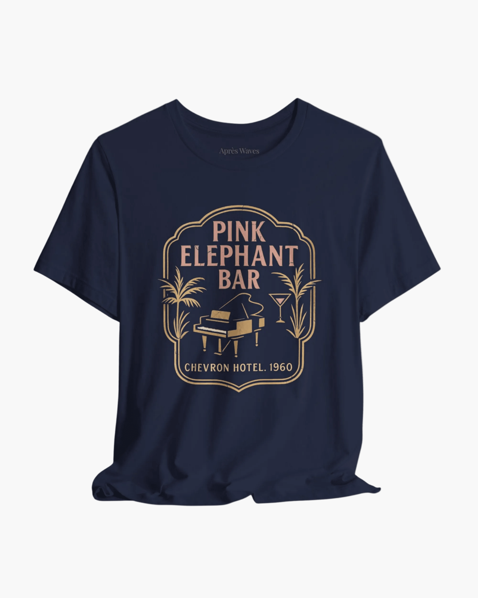 Pink Elephant Navy S graphic t-shirt - Après Waves