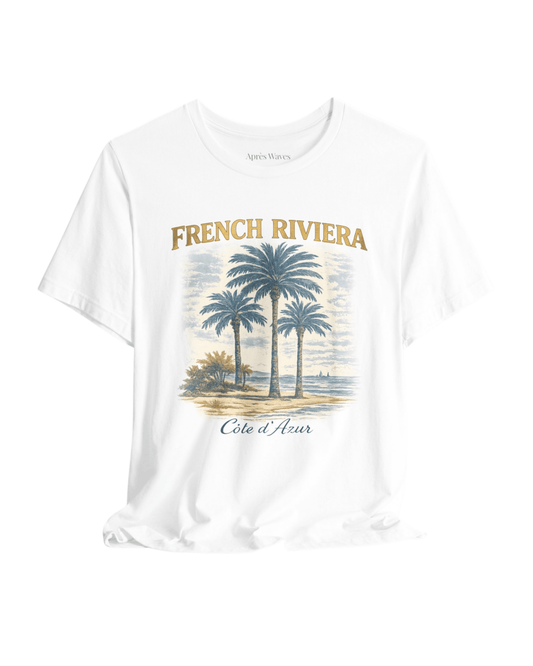 Riviera Postcard White S graphic t-shirt - Après Waves