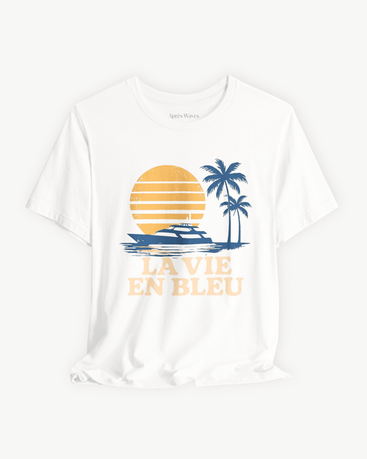 Life in Blue White S graphic t-shirt - Après Waves