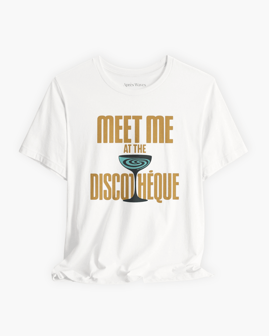 Disco Meet White S graphic t-shirt - Après Waves