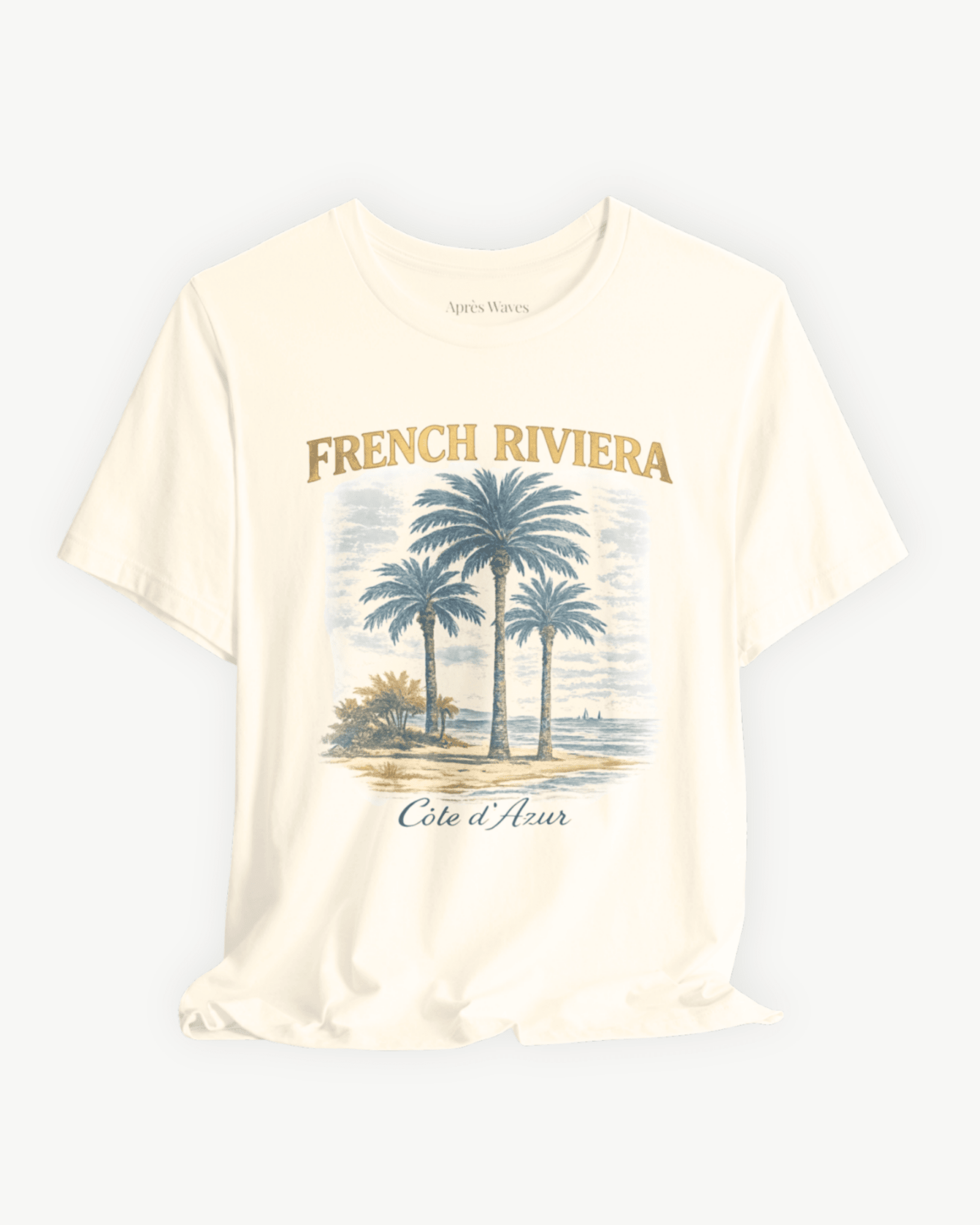 Riviera Postcard Ecru S graphic t-shirt - Après Waves