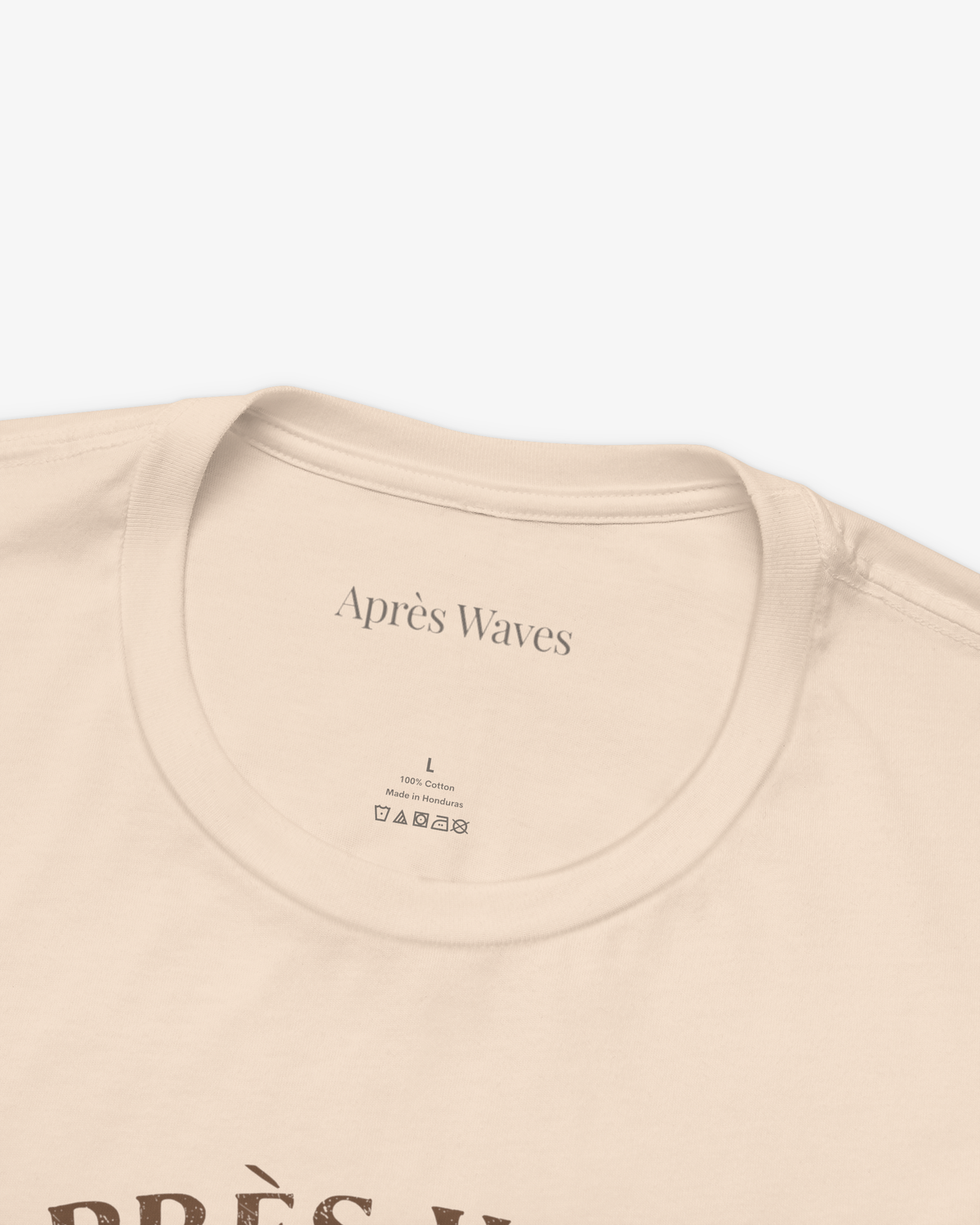 Real Leather Soft Cream tee collar detail - Après Waves