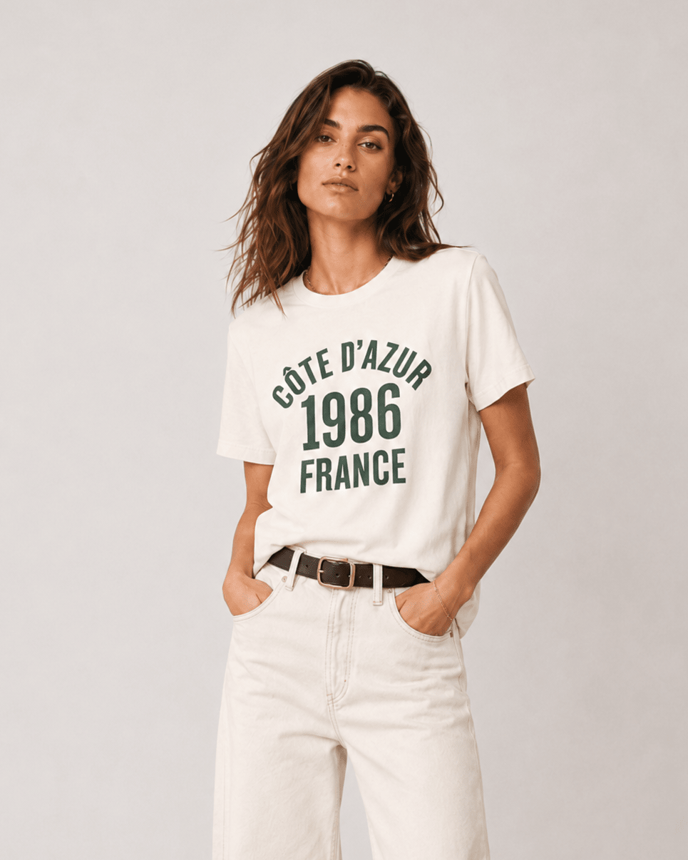 Varsity 1986 Ecru S graphic t-shirt - Après Waves