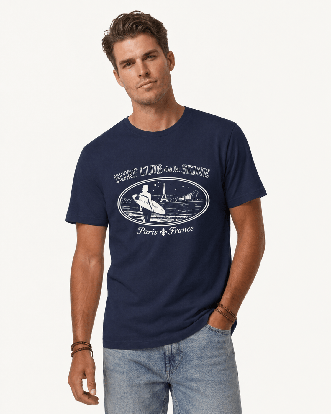 Paris Surf Club Navy S graphic t-shirt - Après Waves