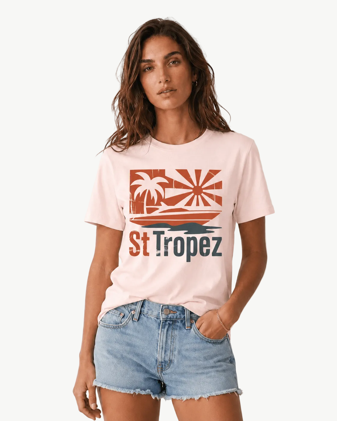 St Tropez Soft Pink M graphic t-shirt - Après Waves