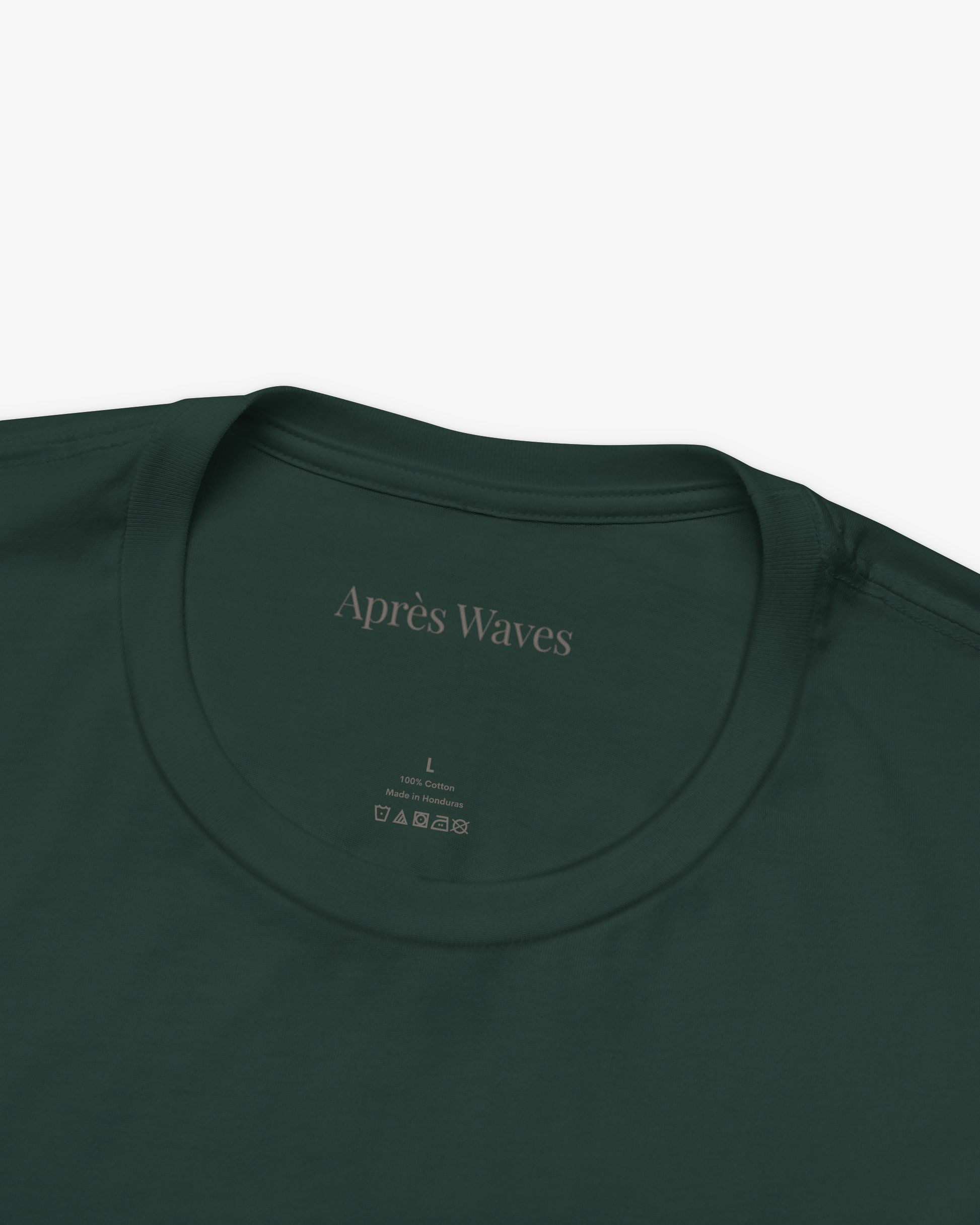 Cabana Boy Forest tee collar detail - Après Waves