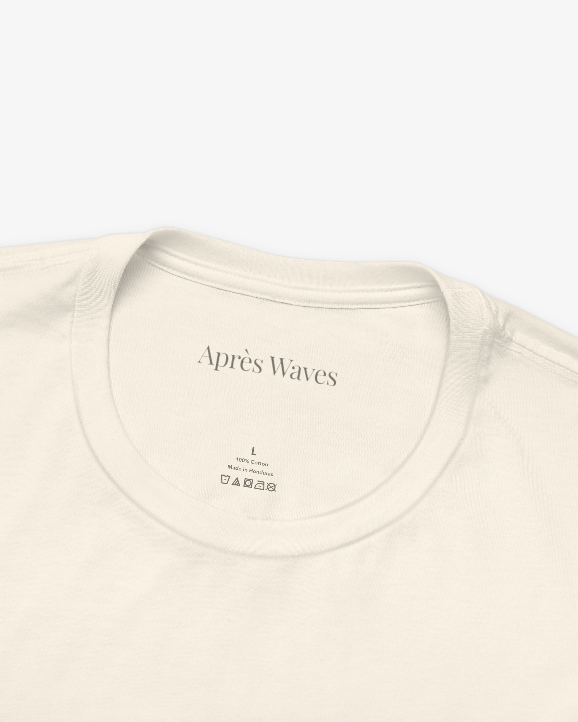 Cabana Boy Ecru tee collar detail - Après Waves