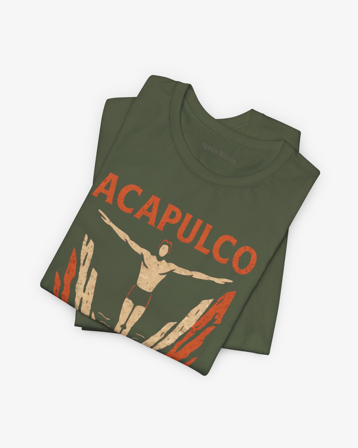 Swanning Around Military Green folded graphic tee - Après Waves