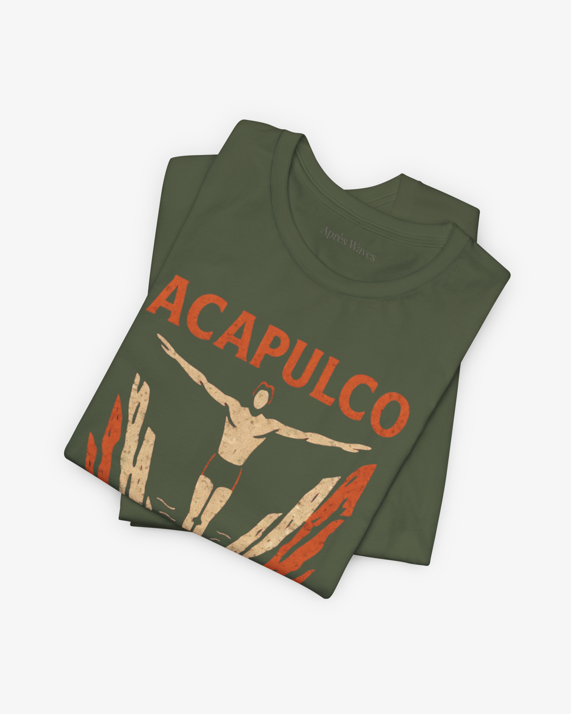 Swanning Around Military Green folded graphic tee - Après Waves