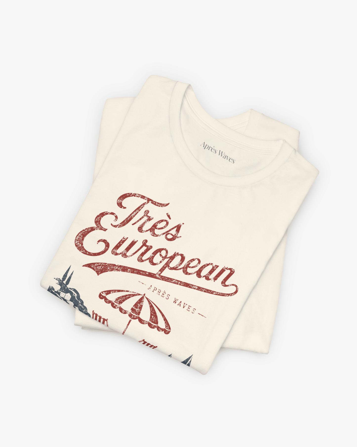 Très Euro Ecru folded graphic tee - Après Waves