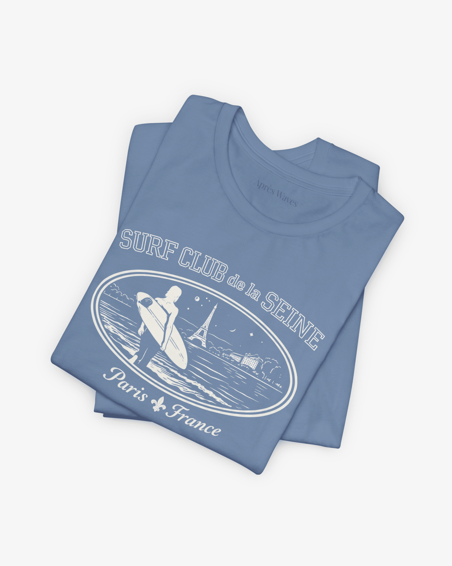 Paris Surf Club Steel Blue folded graphic tee - Après Waves
