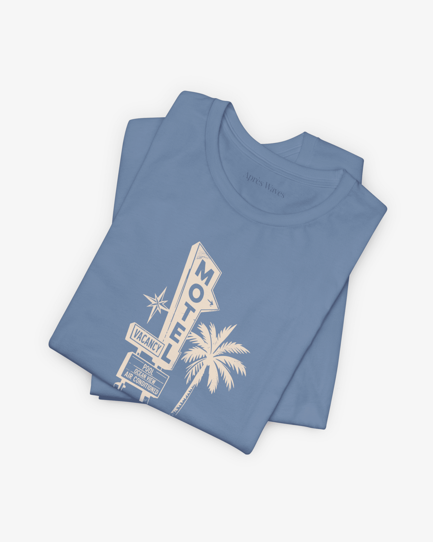 Pacific Nights Steel Blue folded graphic tee - Après Waves