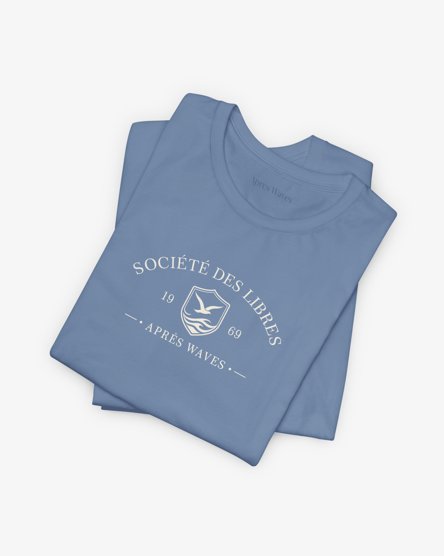Société des Libres Steel Blue folded graphic tee - Après Waves