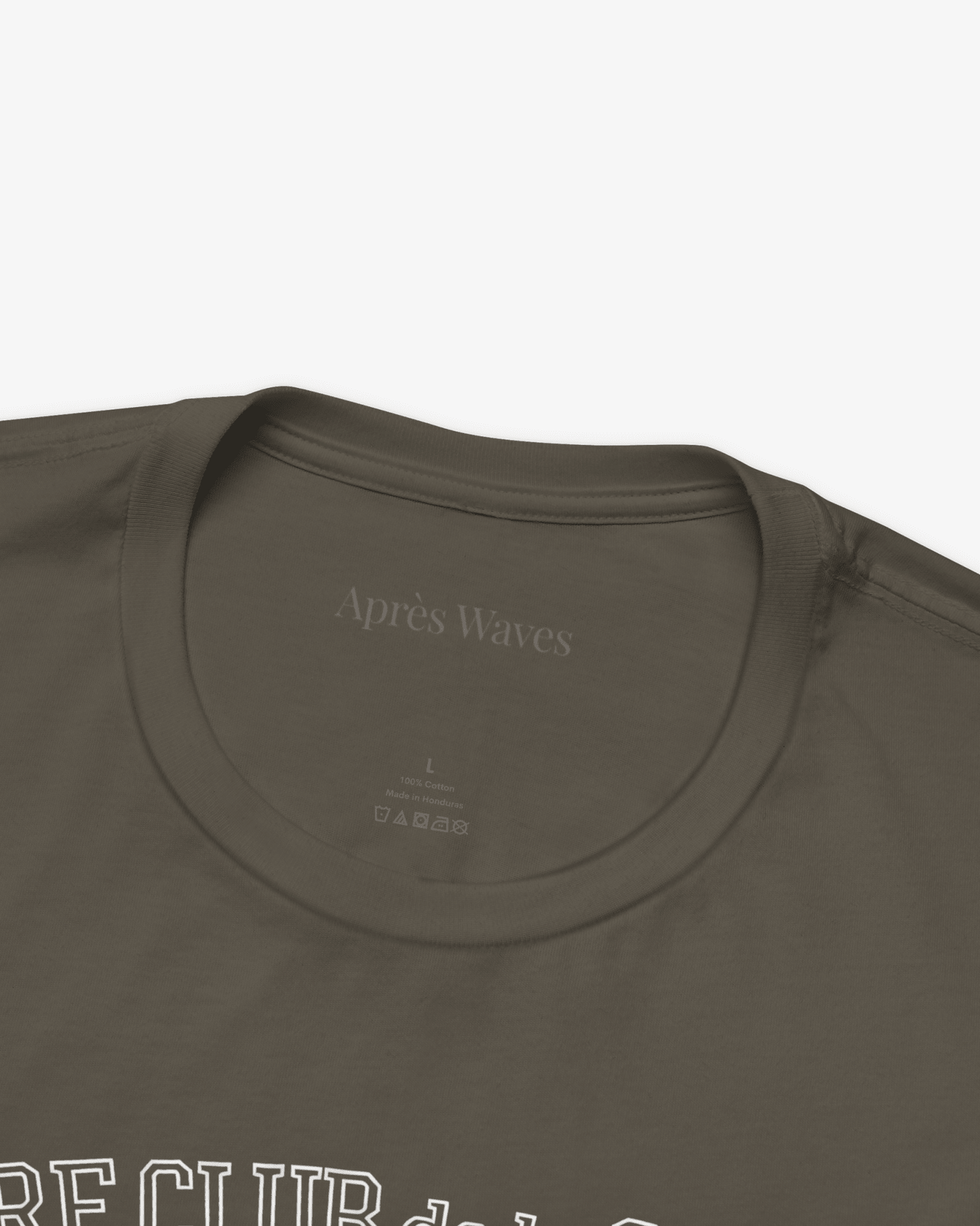 Paris Surf Club Army tee collar detail - Après Waves