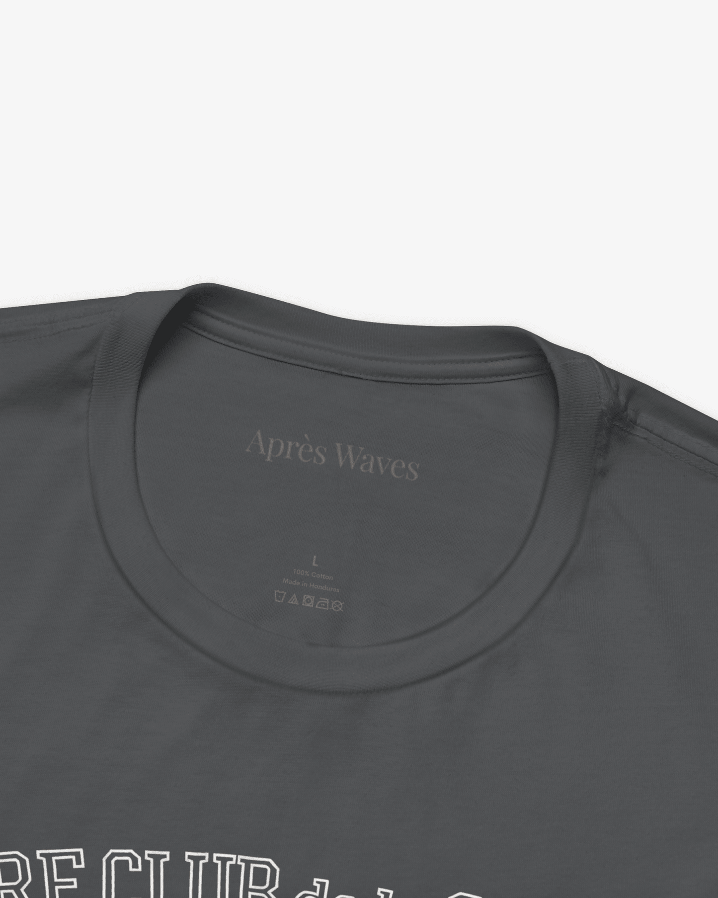 Paris Surf Club Asphalt tee collar detail - Après Waves