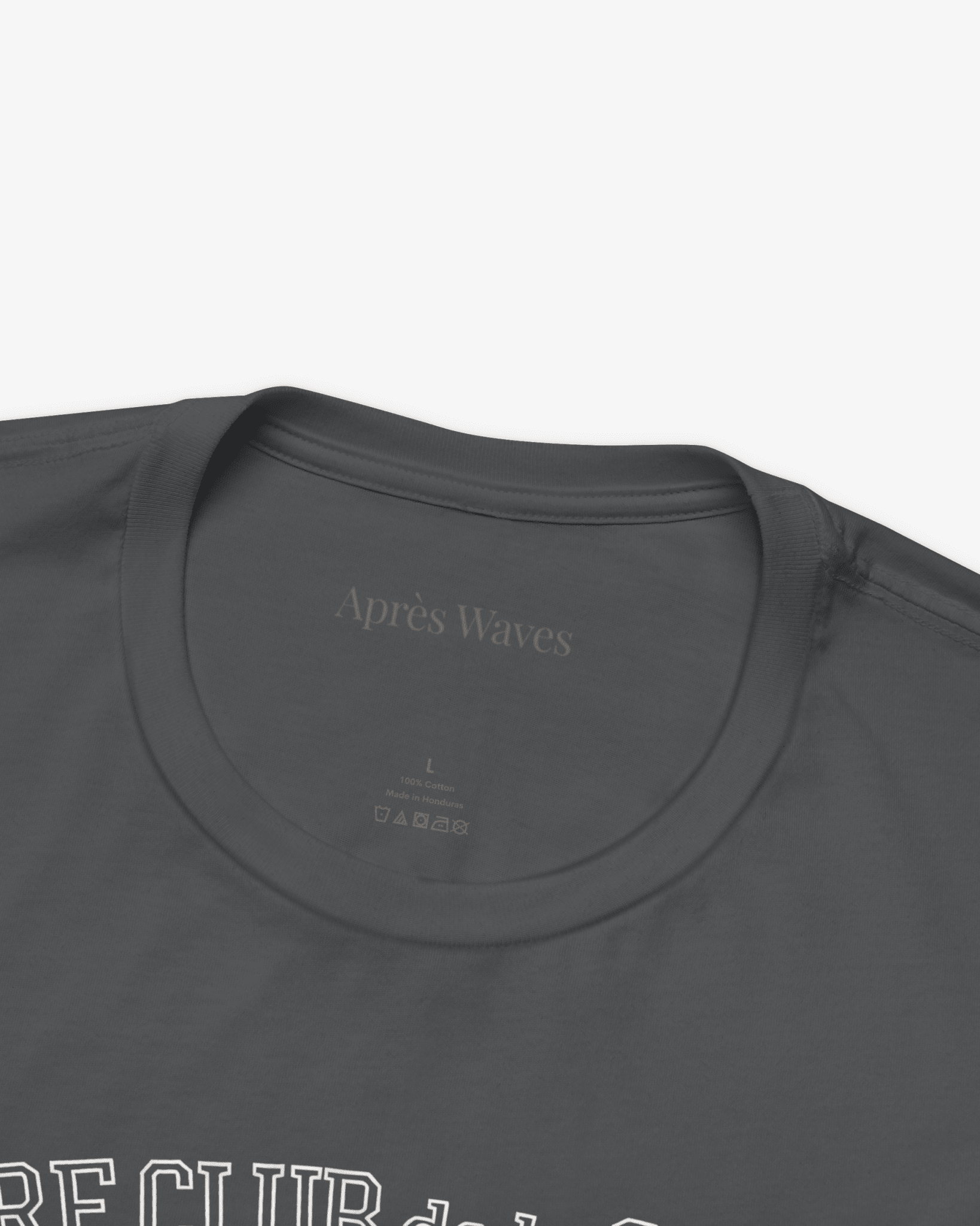 Paris Surf Club Asphalt tee collar detail - Après Waves
