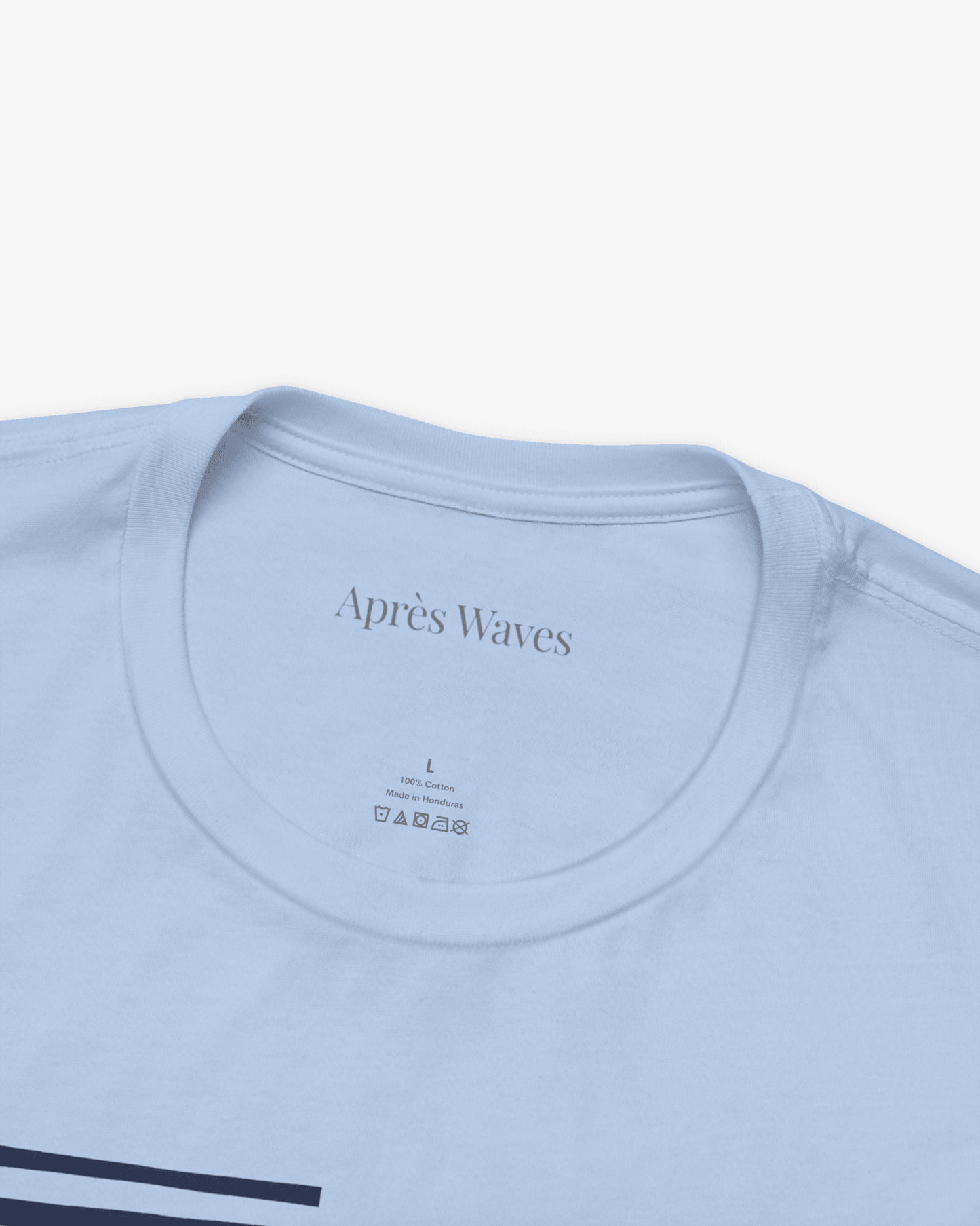 La Marinière Baby Blue tee collar detail - Après Waves
