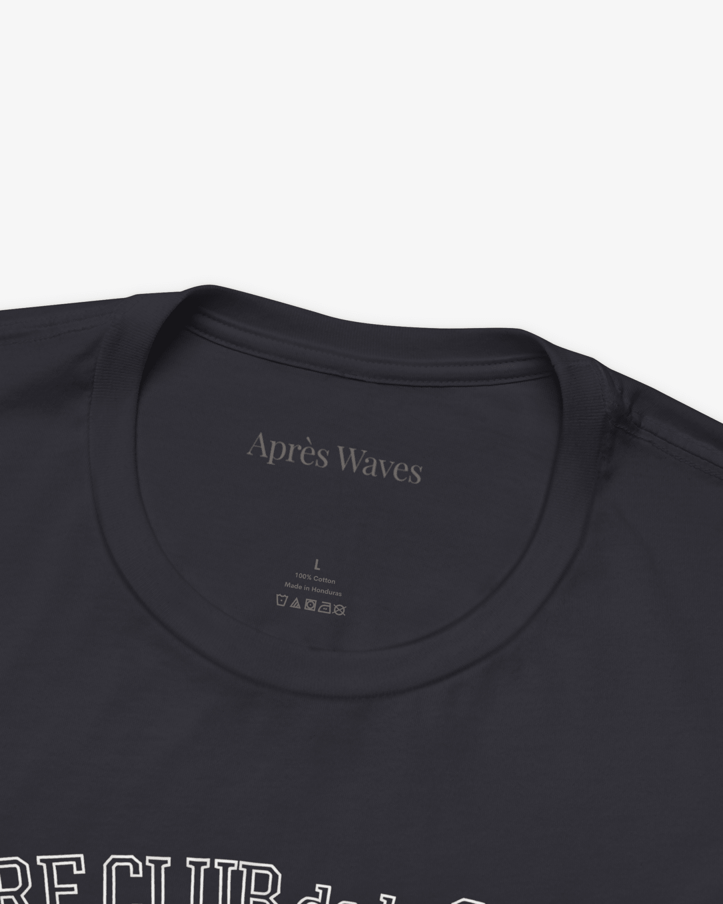 Paris Surf Club Dark Grey tee collar detail - Après Waves