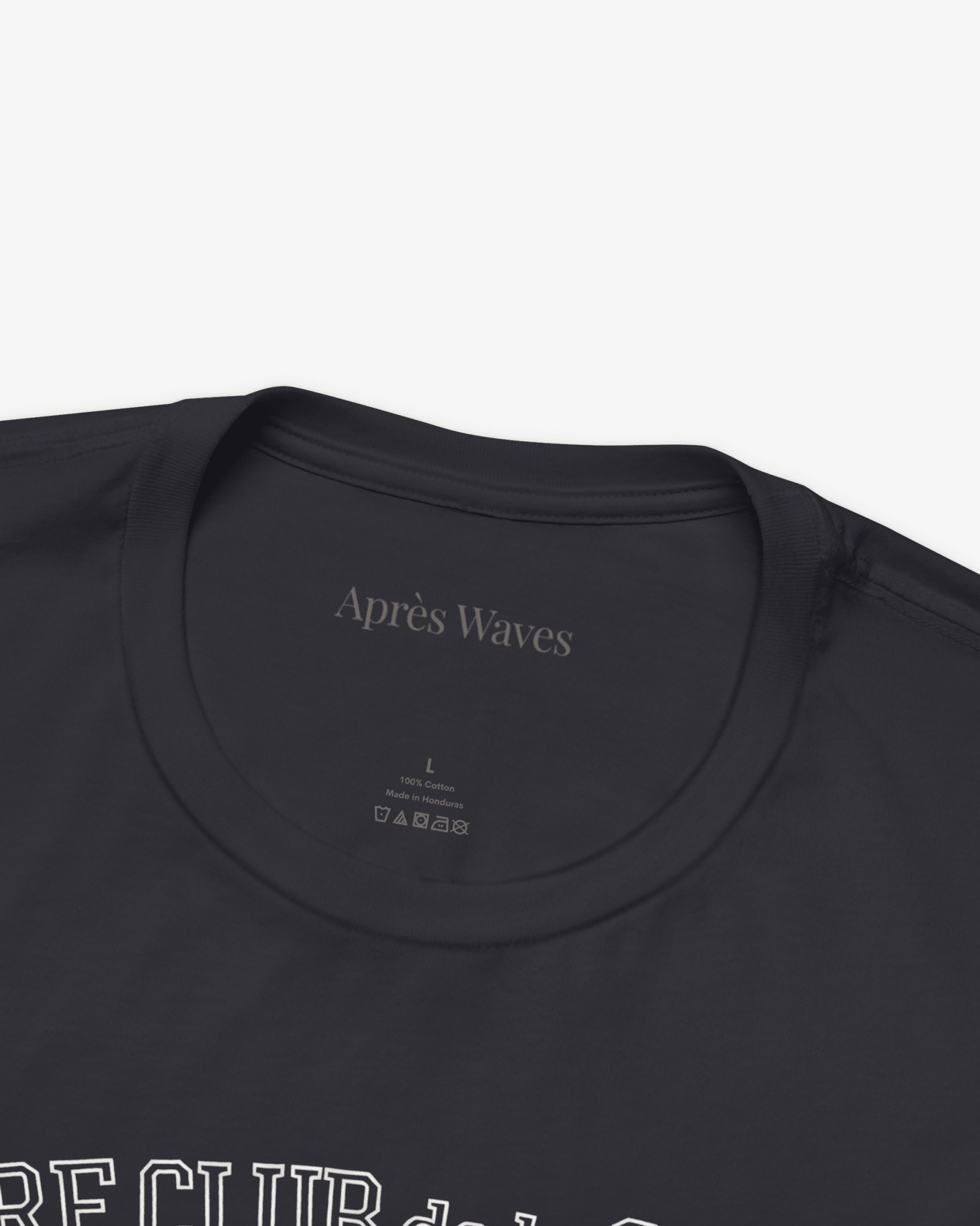 Paris Surf Club Dark Grey tee collar detail - Après Waves