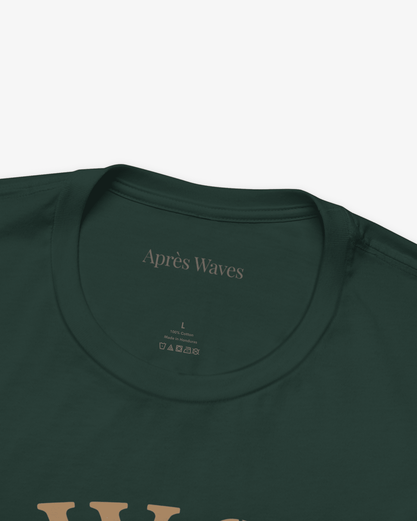 Swim the Sea Forest tee collar detail - Après Waves