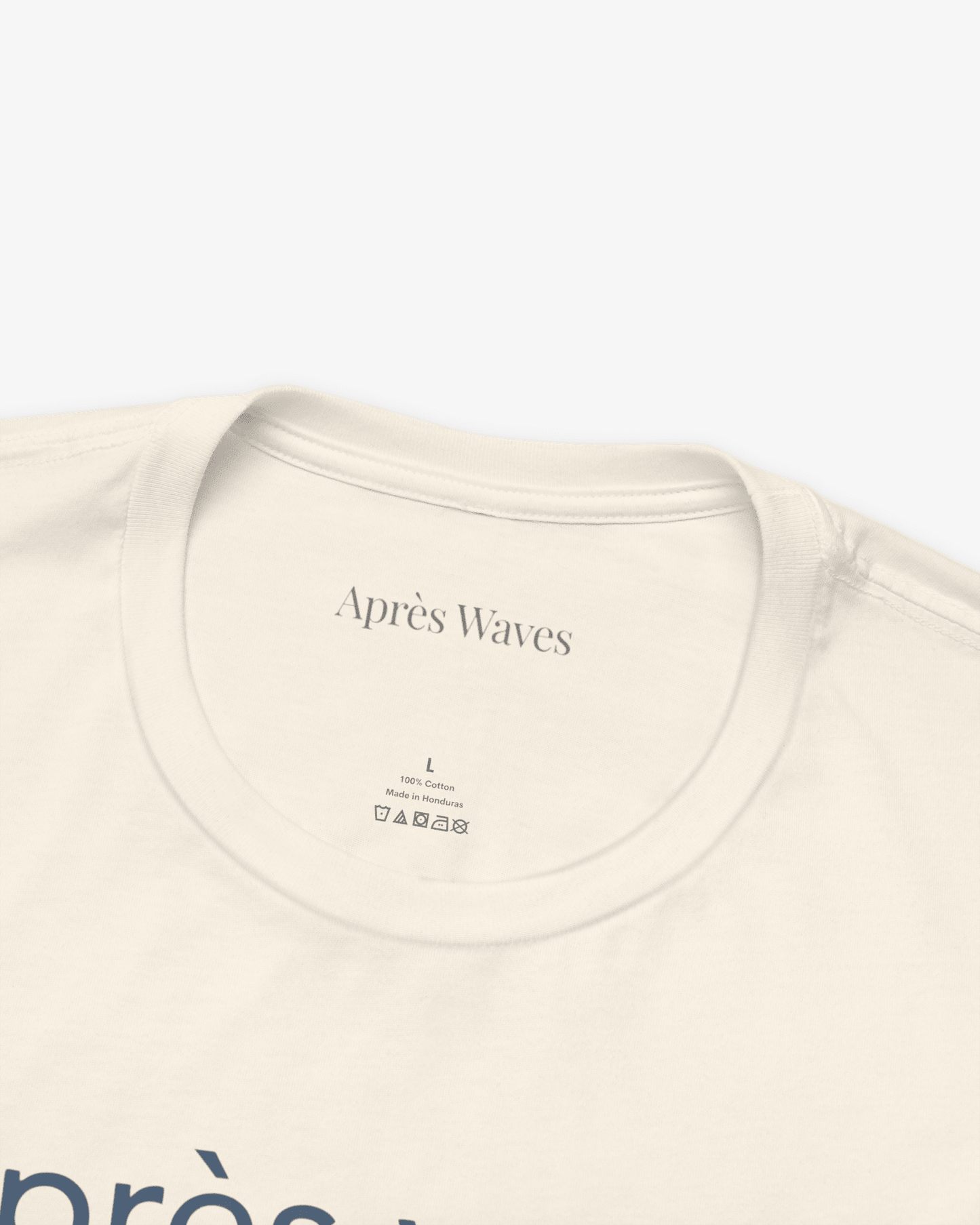 Dawn Patrol Ecru tee collar detail - Après Waves