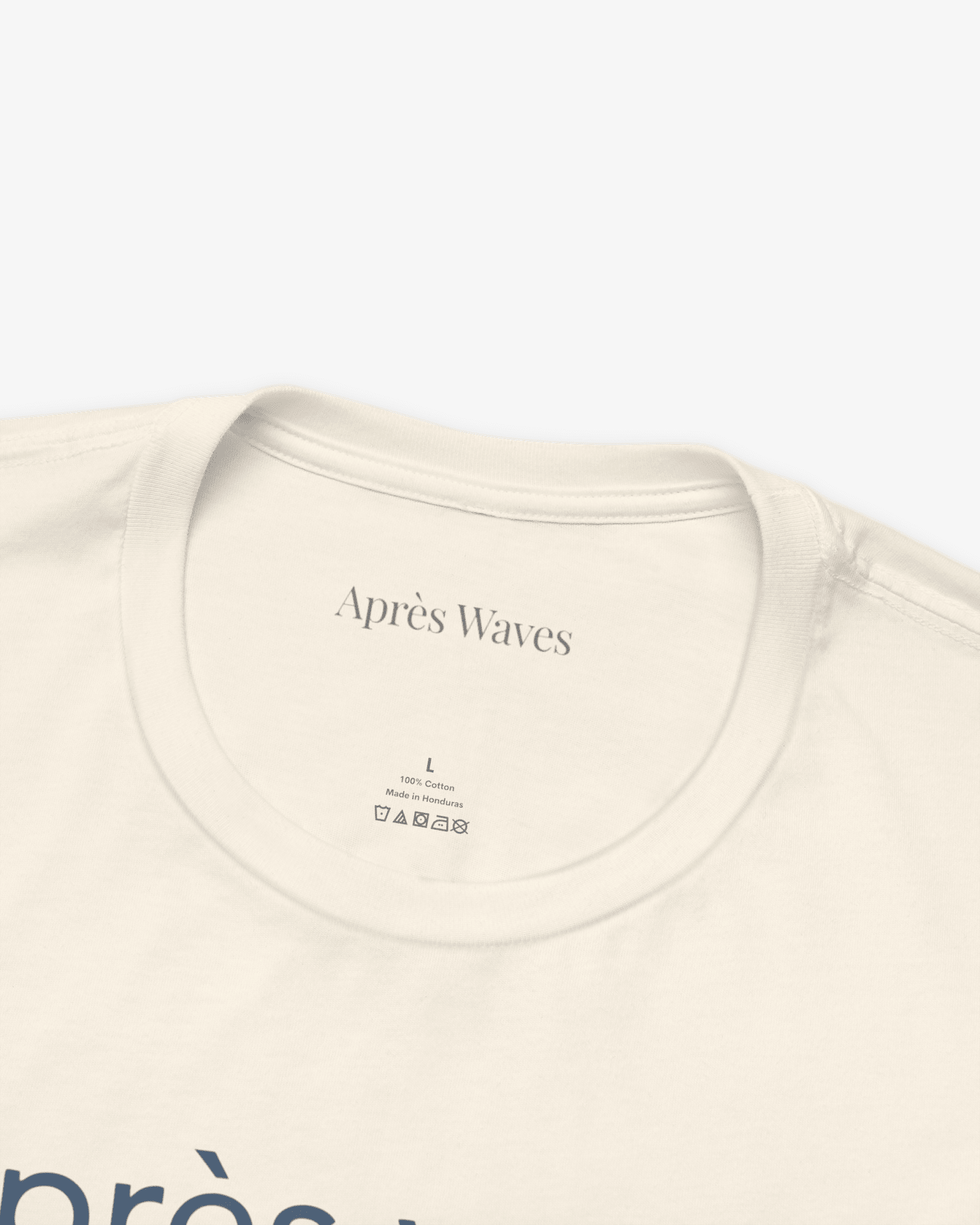 Dawn Patrol Ecru tee collar detail - Après Waves