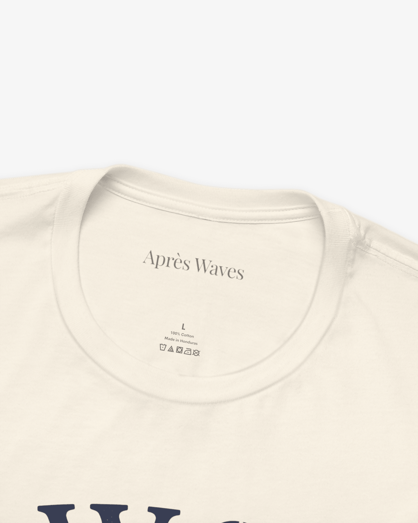 Swim the Sea Ecru tee collar detail - Après Waves