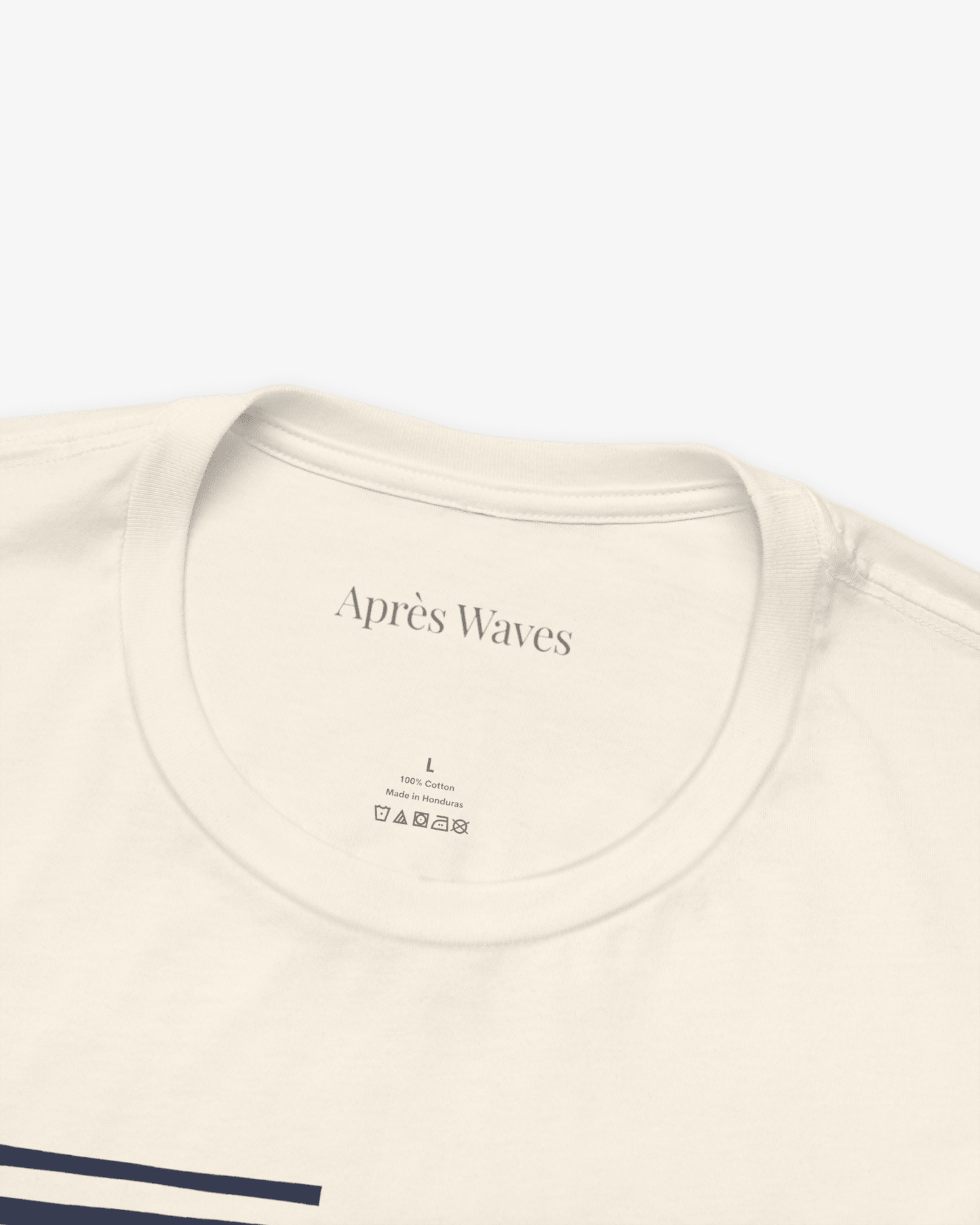 La Marinière Ecru tee collar detail - Après Waves