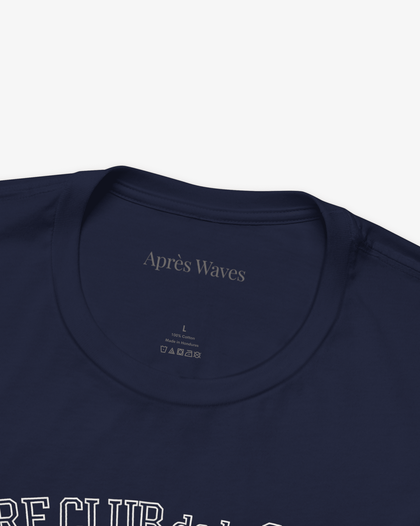 Paris Surf Club Navy tee collar detail - Après Waves
