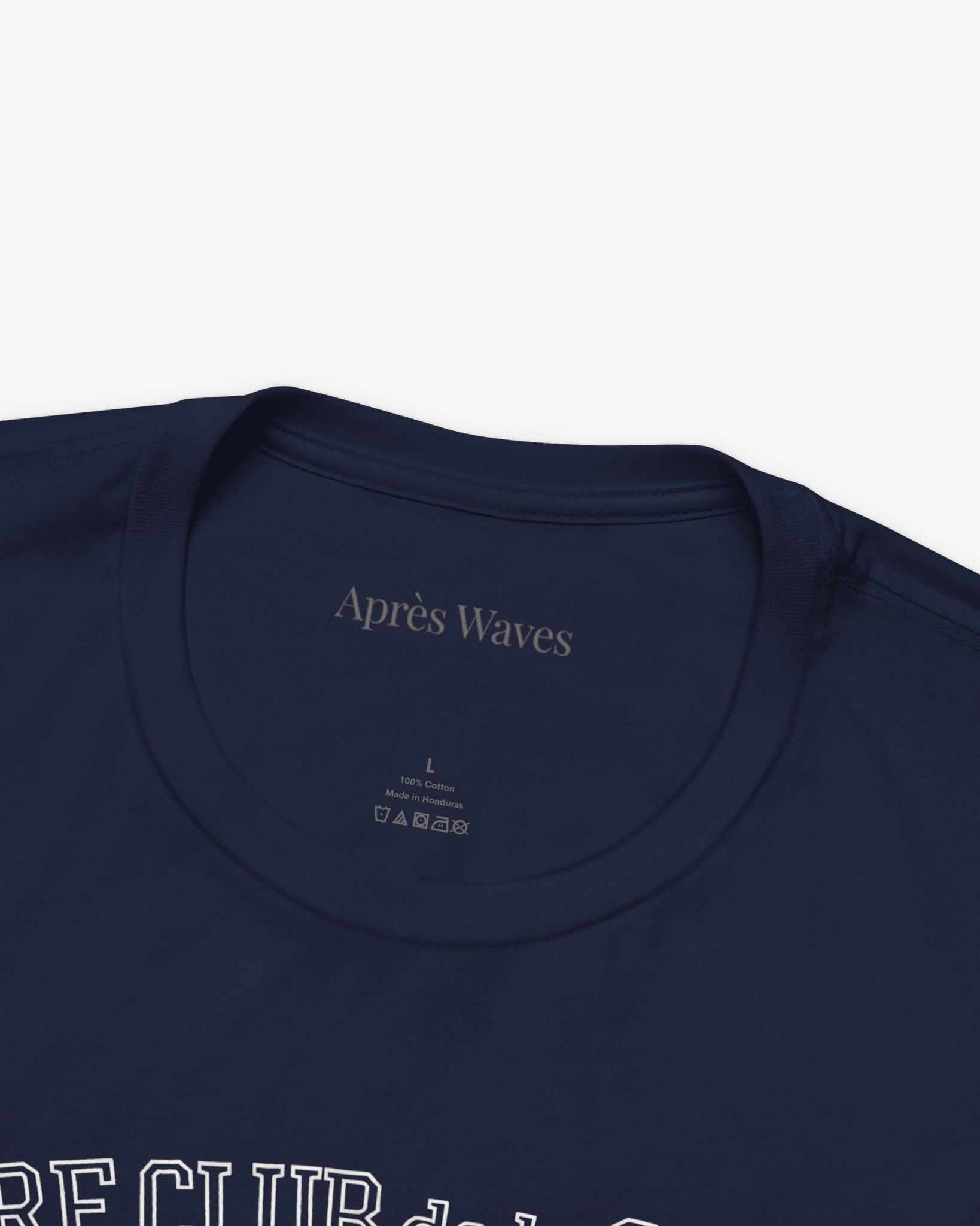 Paris Surf Club Navy tee collar detail - Après Waves