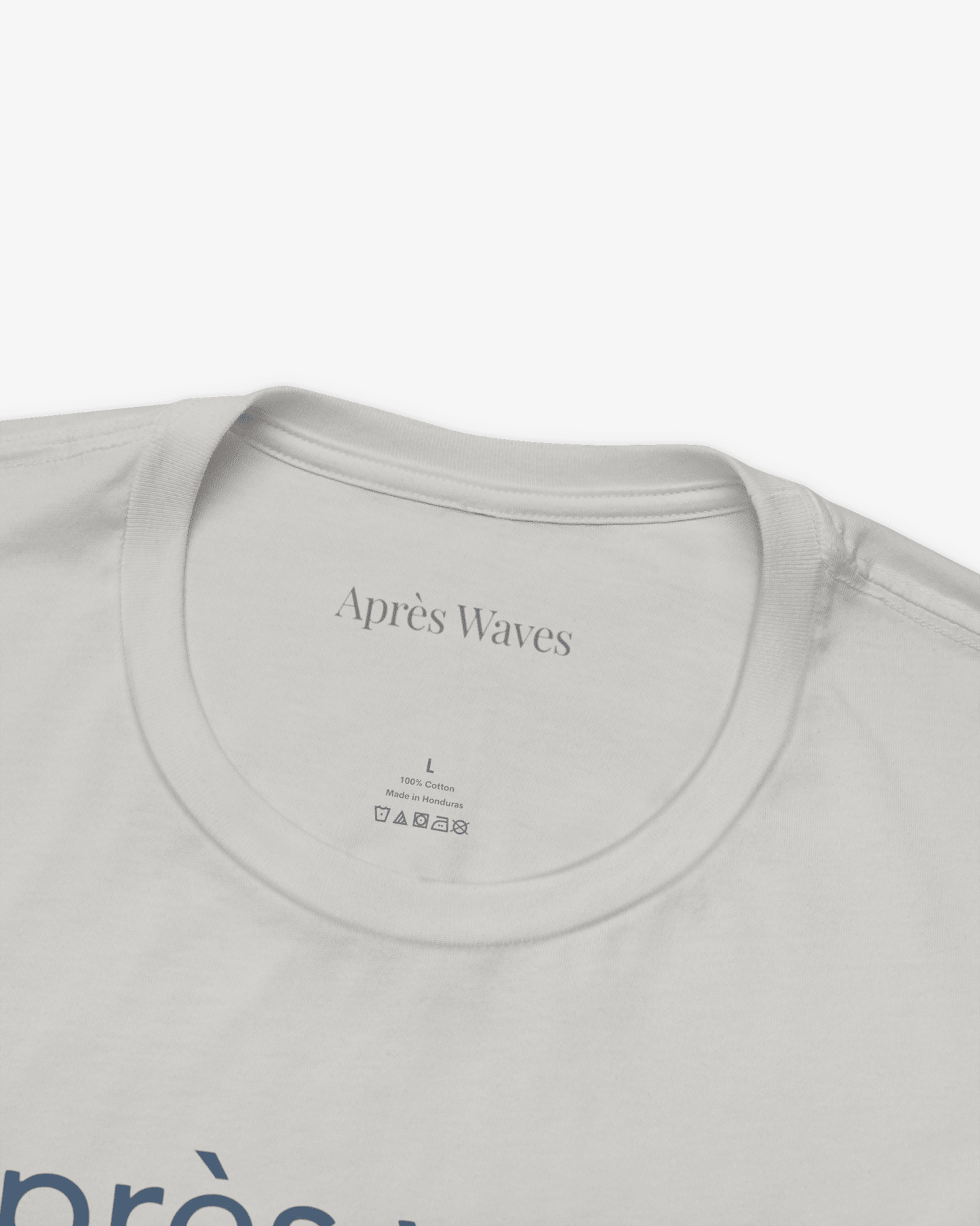 Dawn Patrol Silver tee collar detail - Après Waves