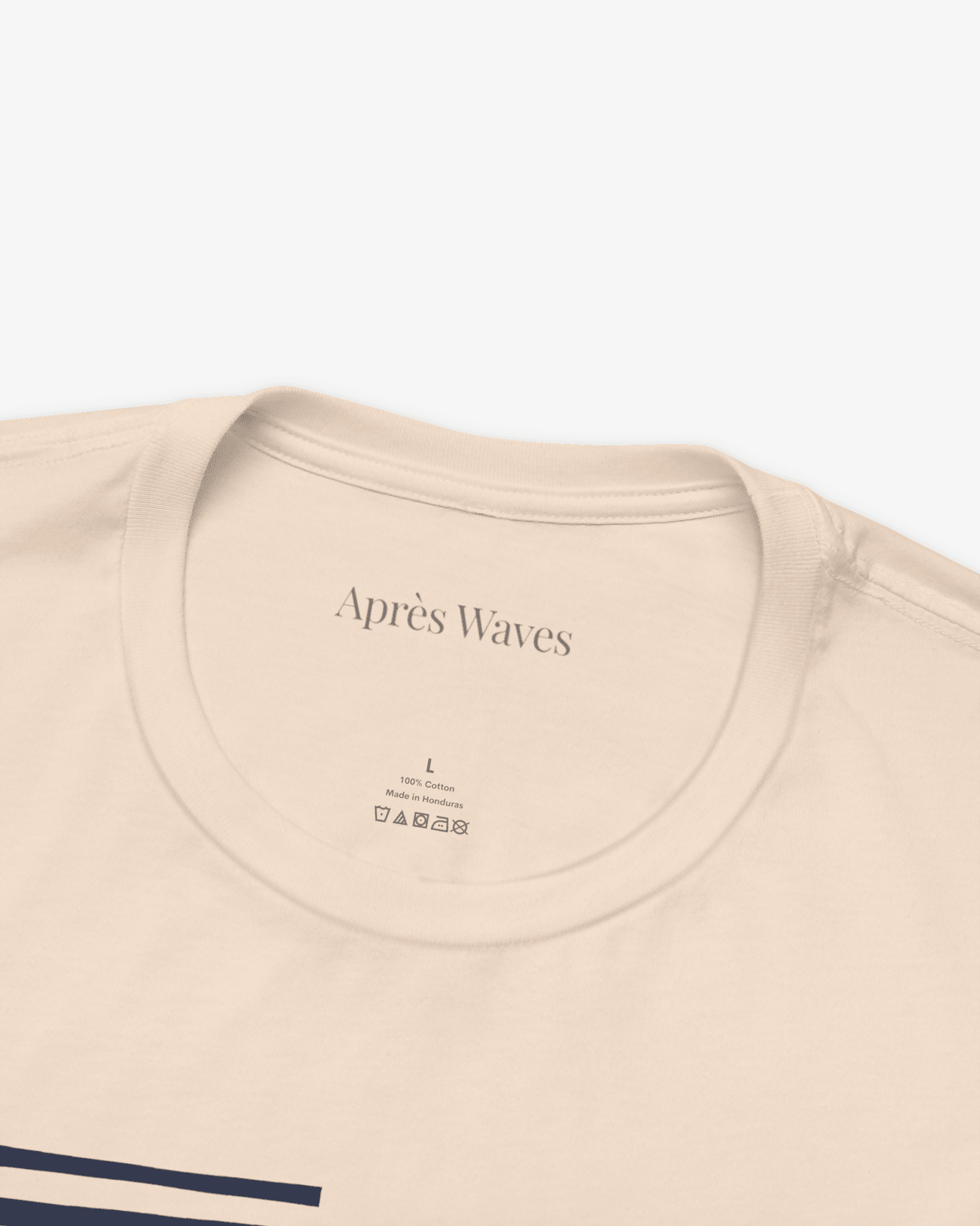 La Marinière Soft Cream tee collar detail - Après Waves