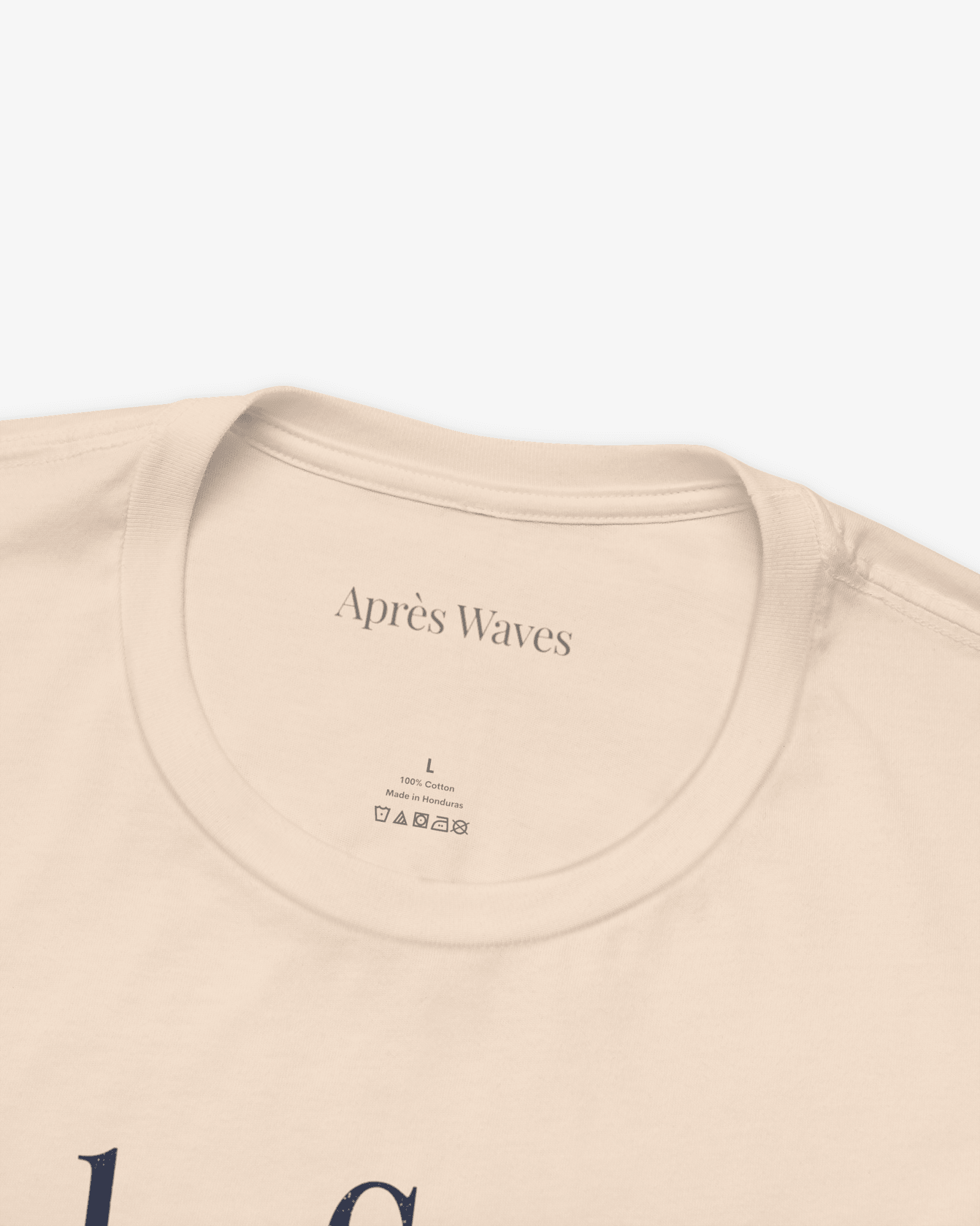 Sun and Shade Soft Cream tee collar detail - Après Waves