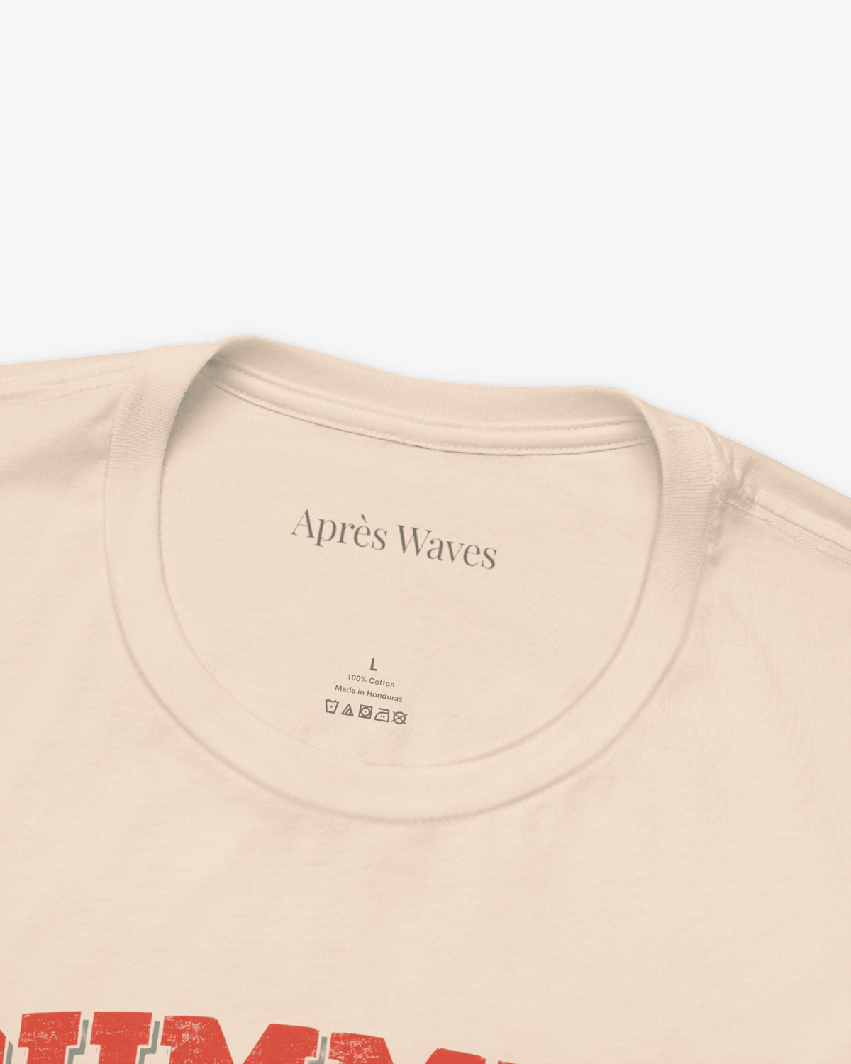 Summer Lovers Soft Cream tee collar detail - Après Waves