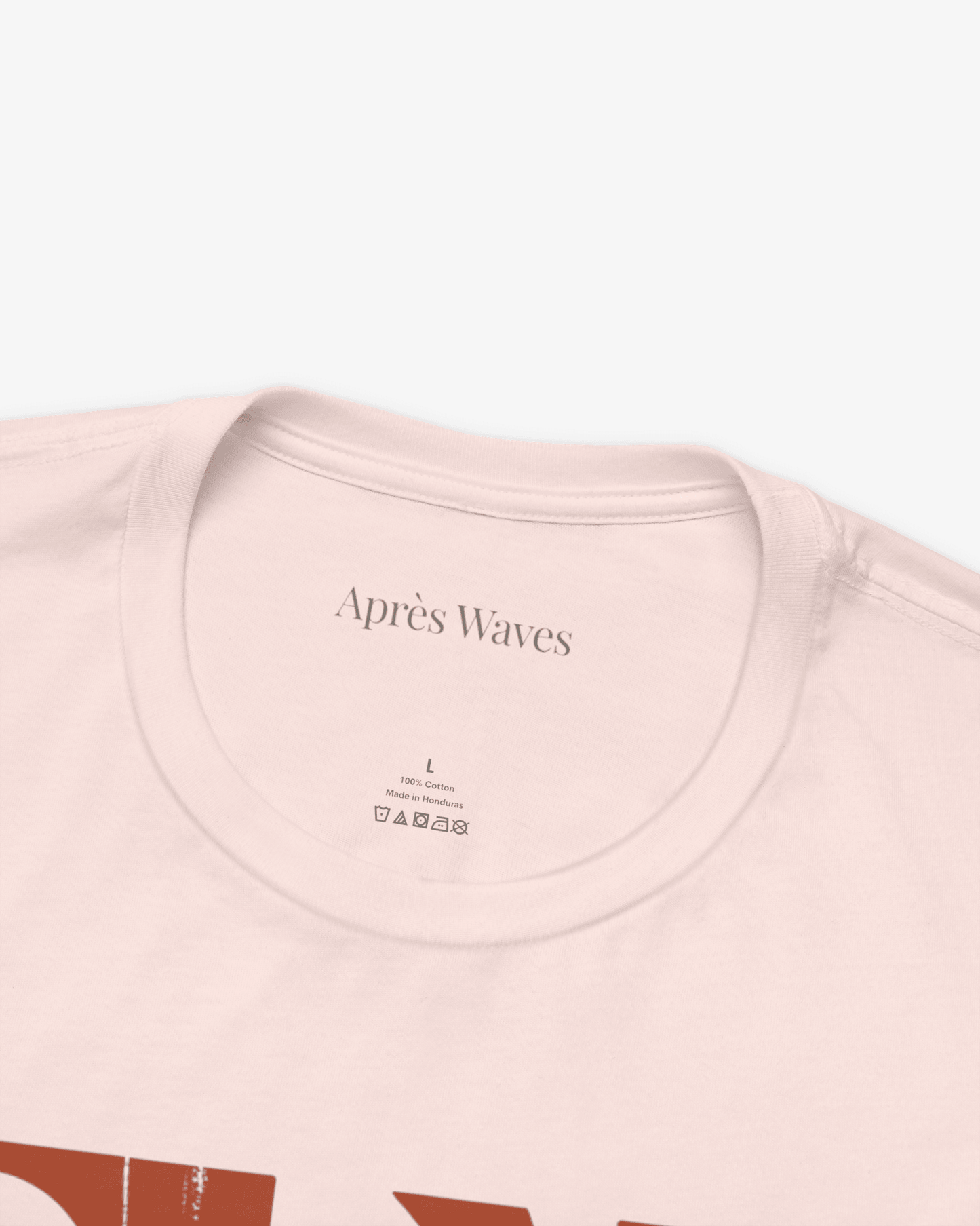 St Tropez Soft Pink tee collar detail - Après Waves