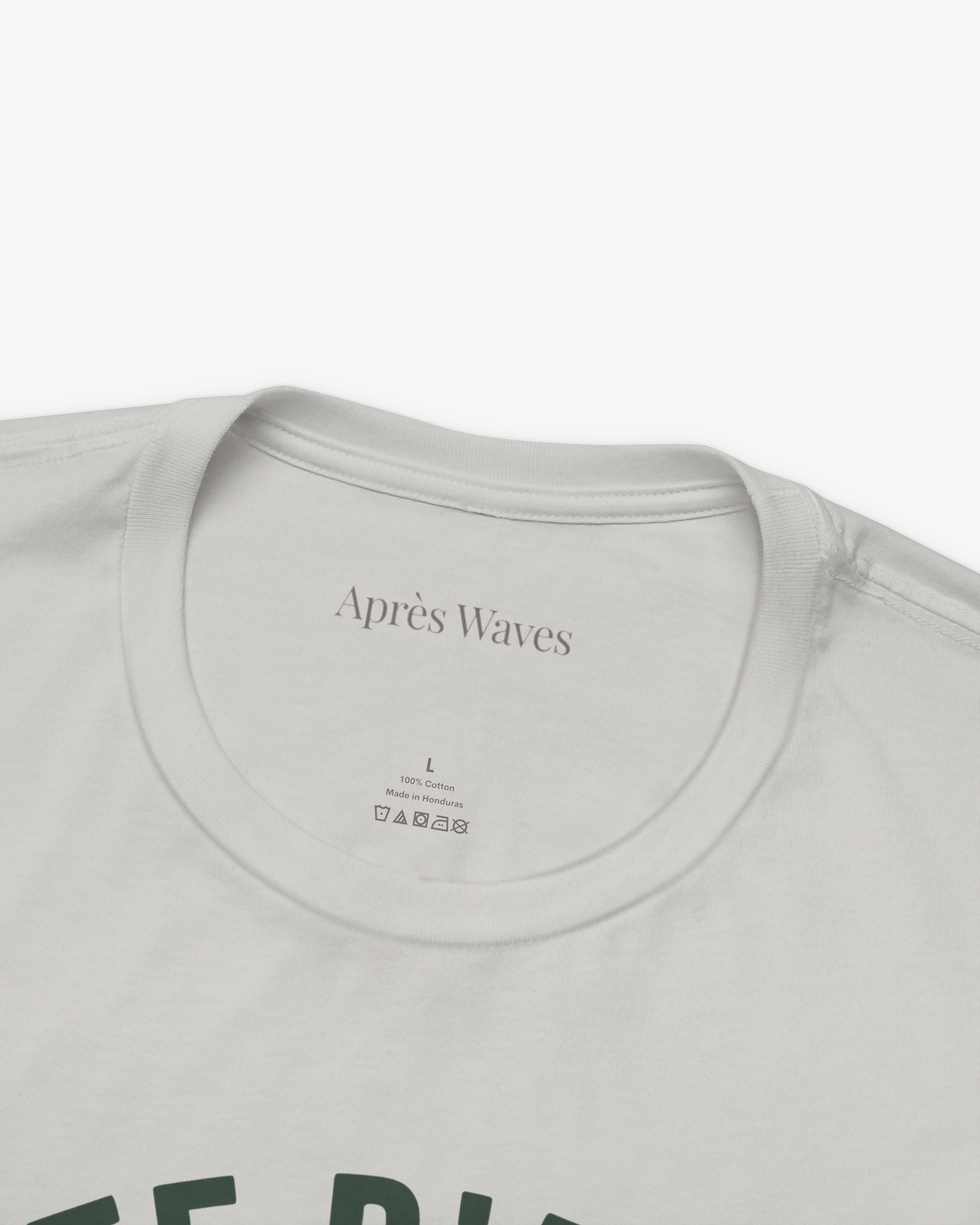 Varsity 1986 Silver tee collar detail - Après Waves
