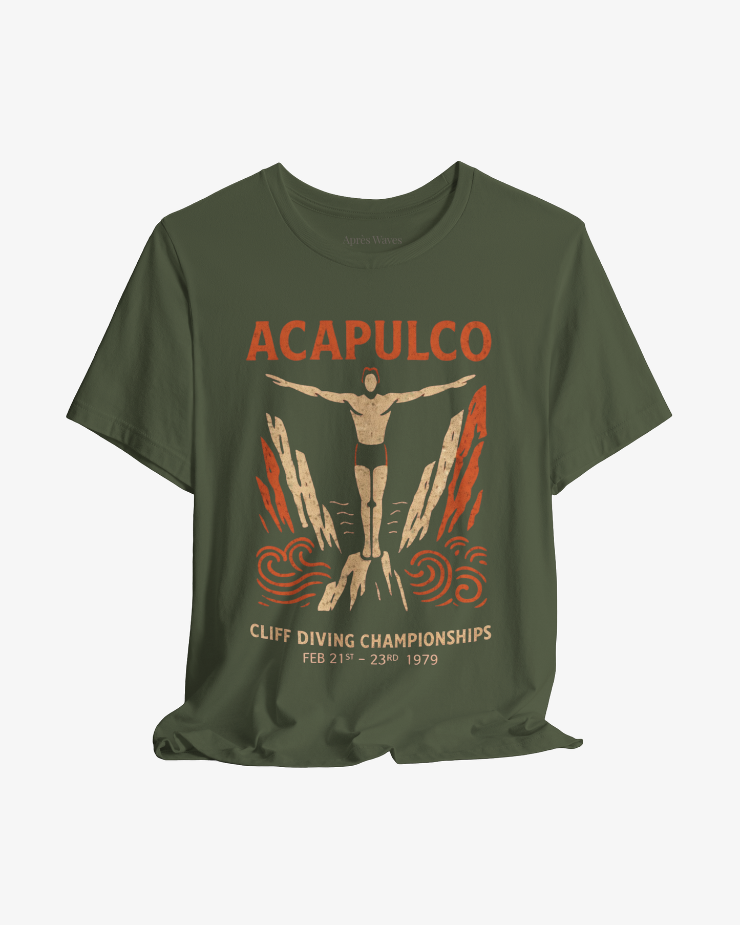 Swanning Around Military Green graphic tee - Après Waves