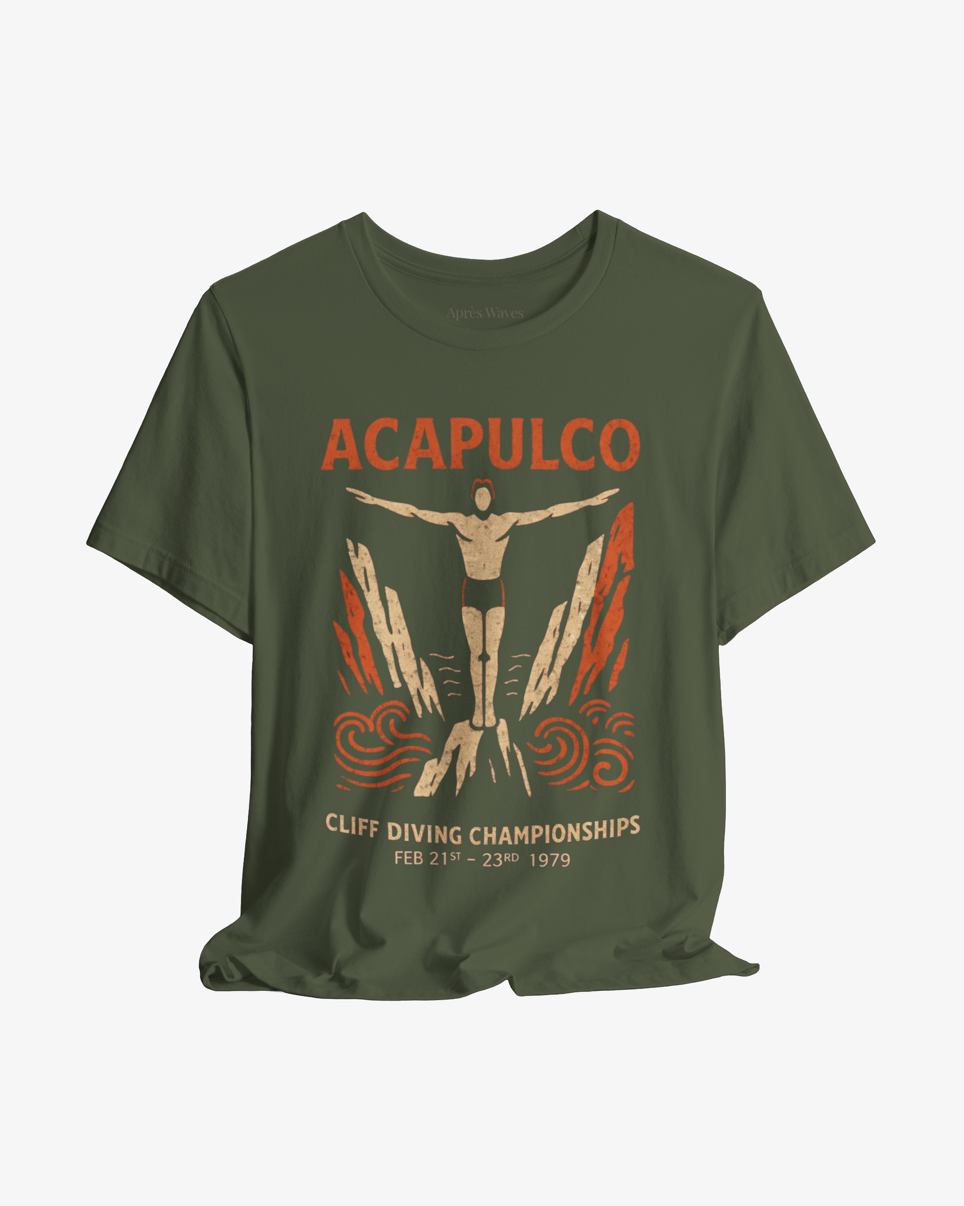 Swanning Around Military Green graphic tee - Après Waves