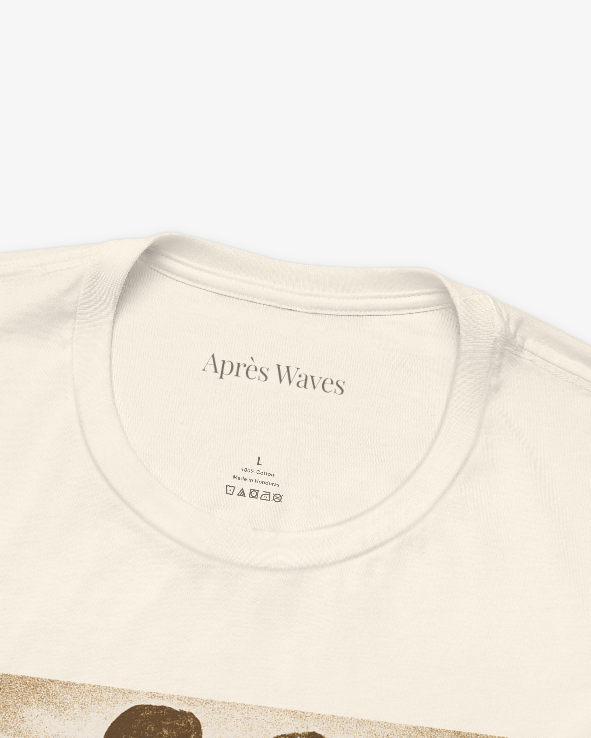 Eternity Ecru tee collar detail - Après Waves