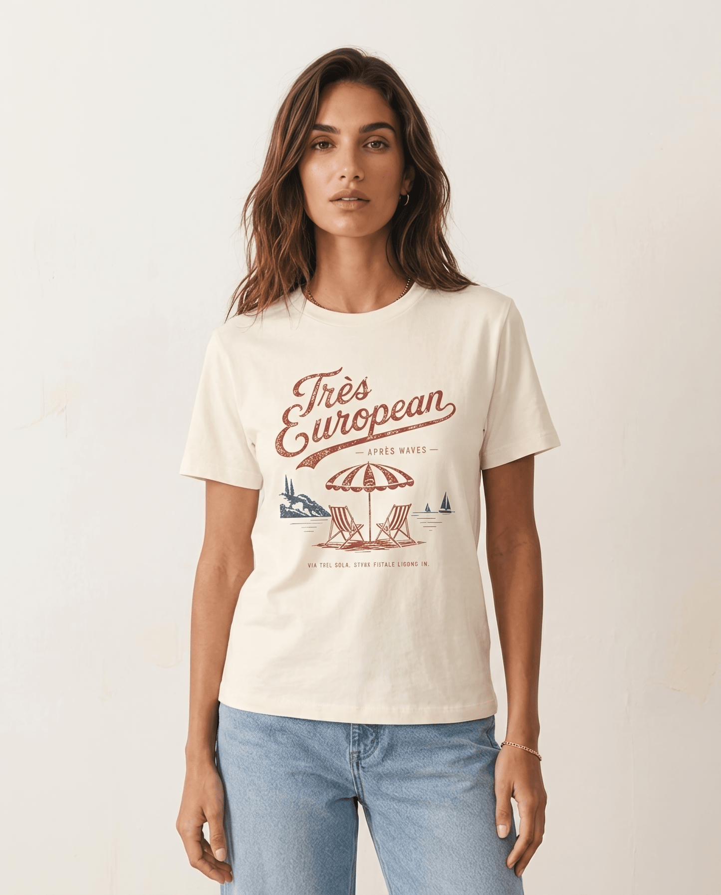 Très Euro Ecru S graphic t-shirt - Après Waves