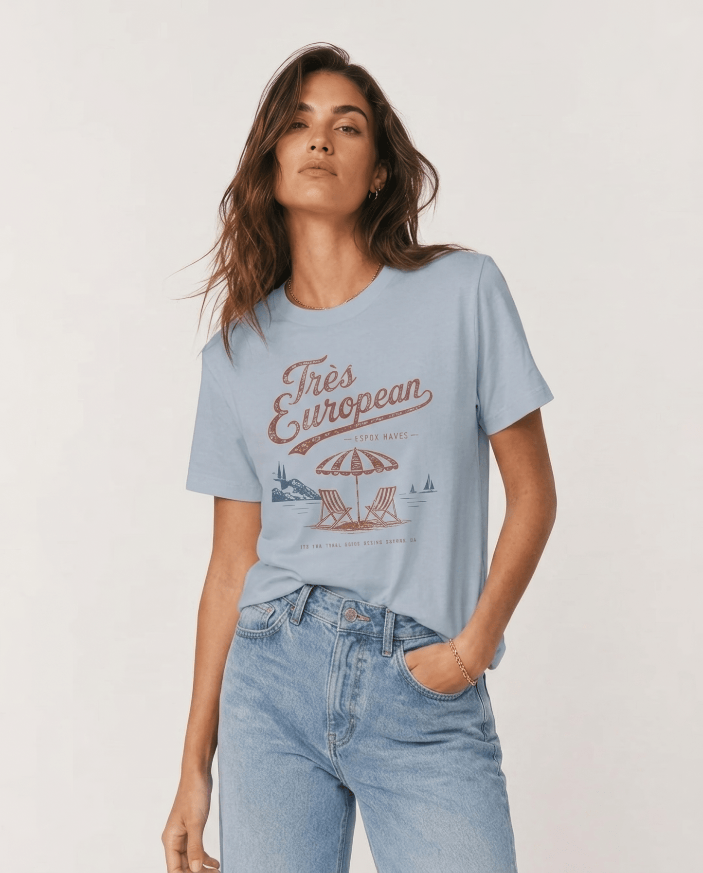 Très Euro Light Blue S graphic t-shirt - Après Waves