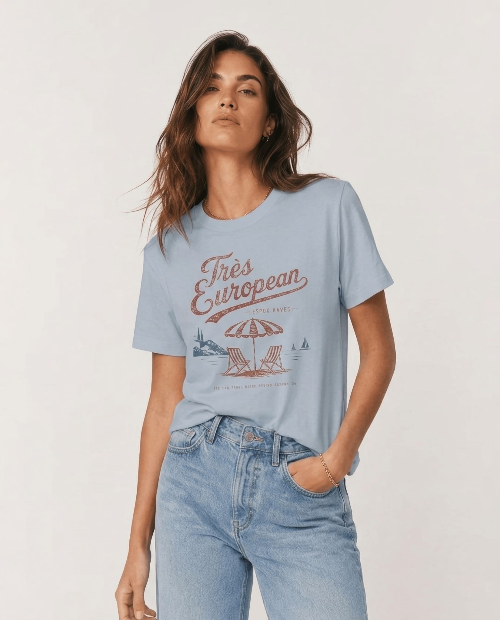 Très Euro Light Blue S graphic t-shirt - Après Waves