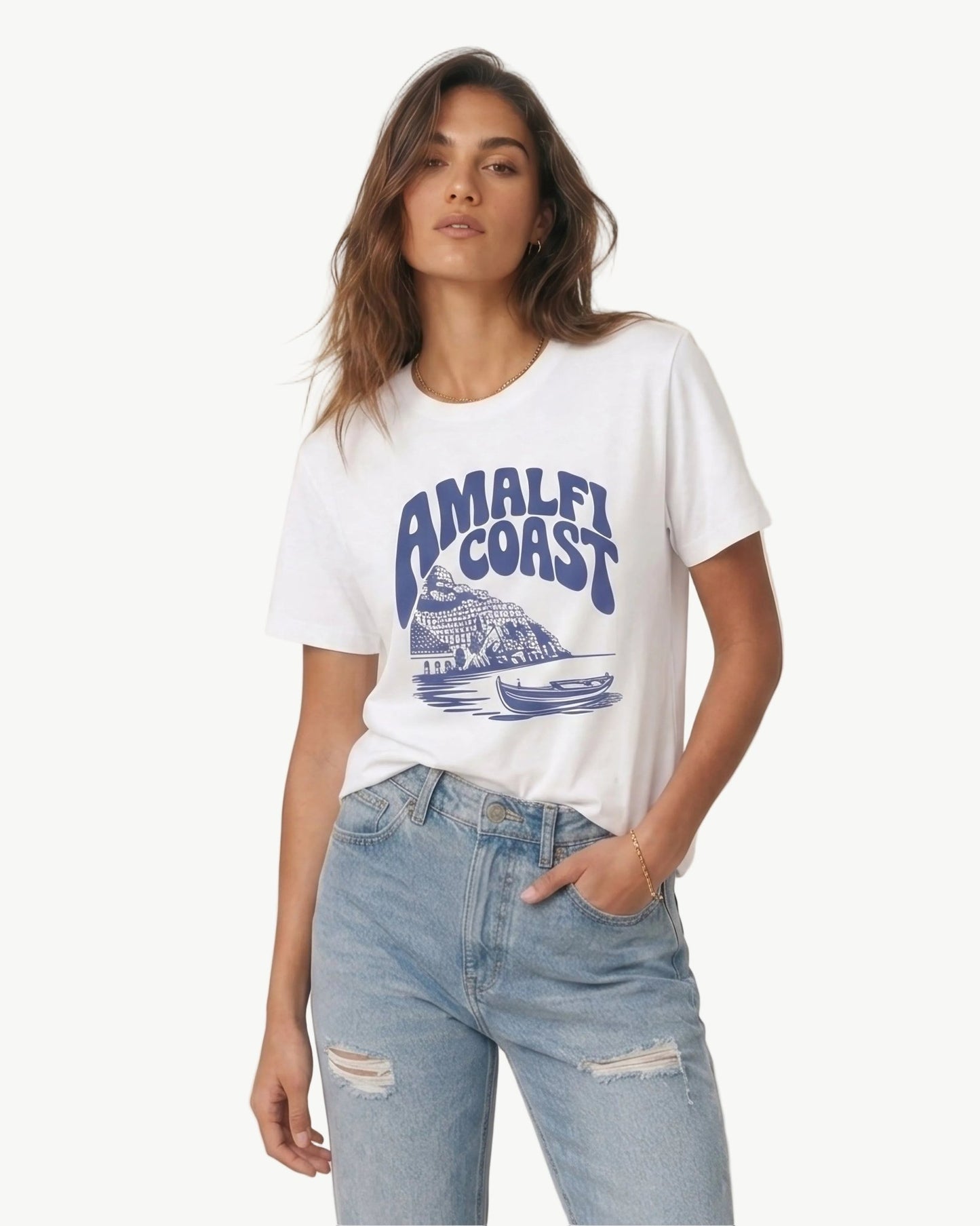 Amalfi Coasting White S graphic t-shirt - Après Waves