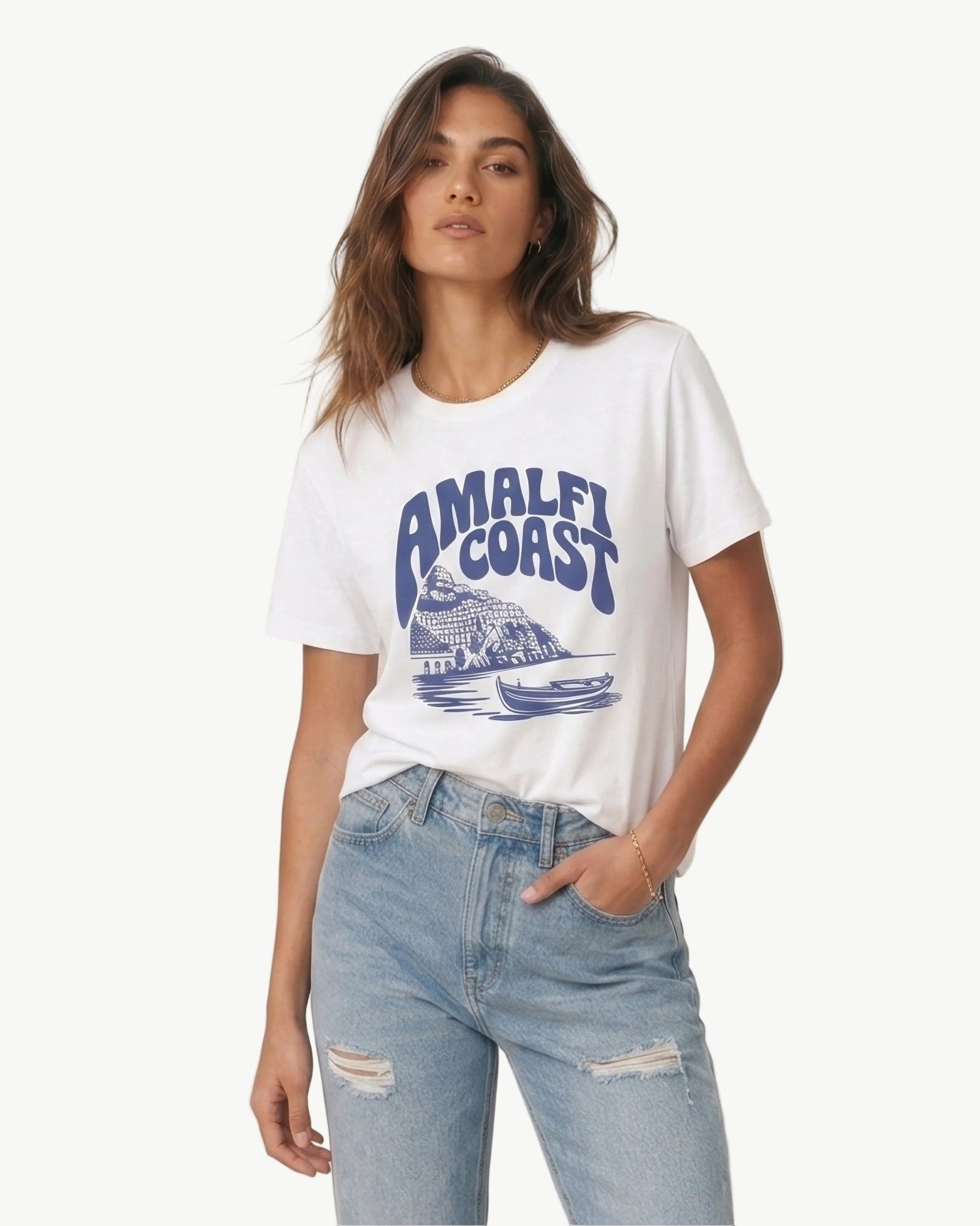 Amalfi Coasting White S graphic t-shirt - Après Waves